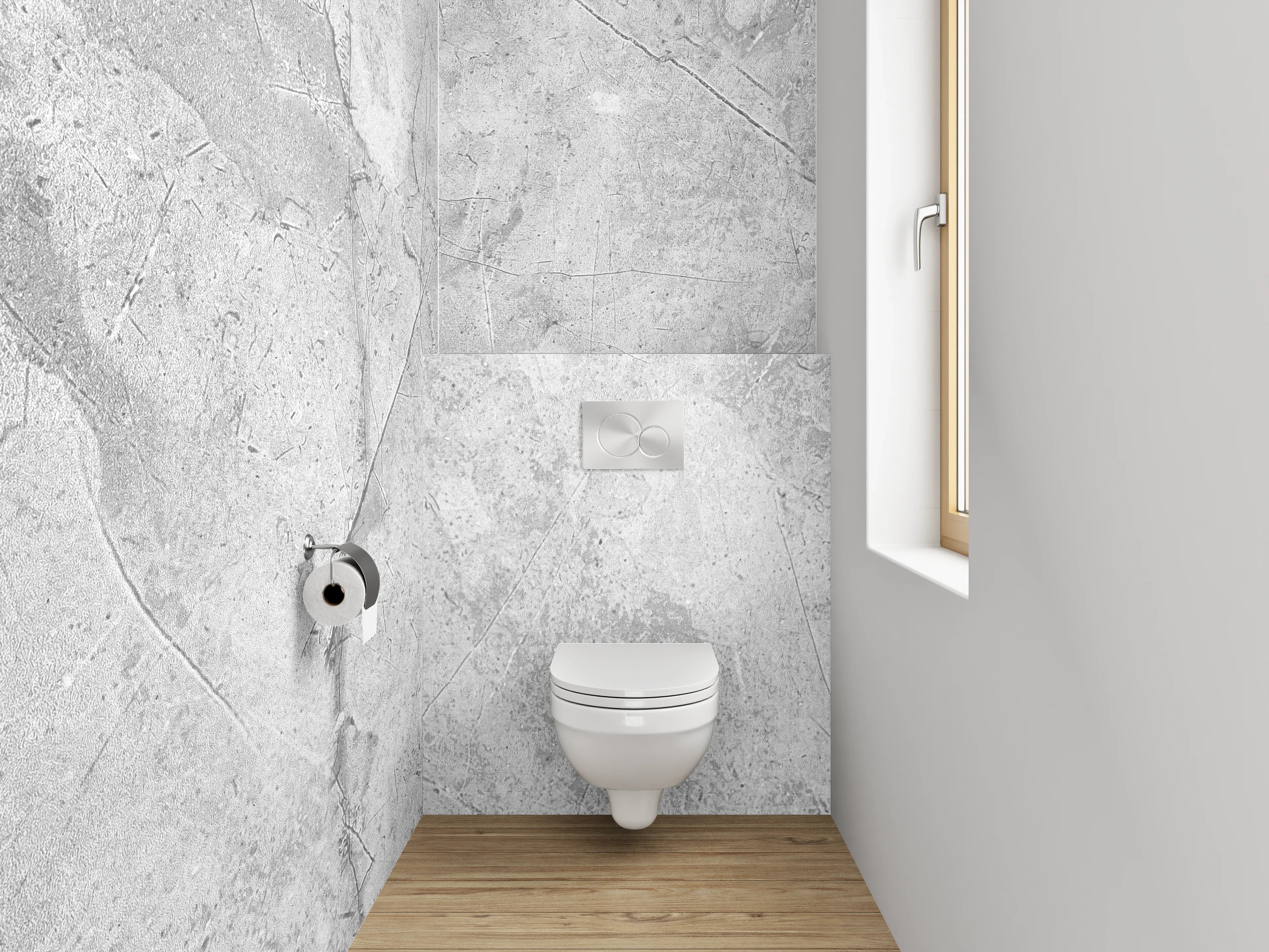 WC-Rückwand - Silberweißes Marmor-Muster