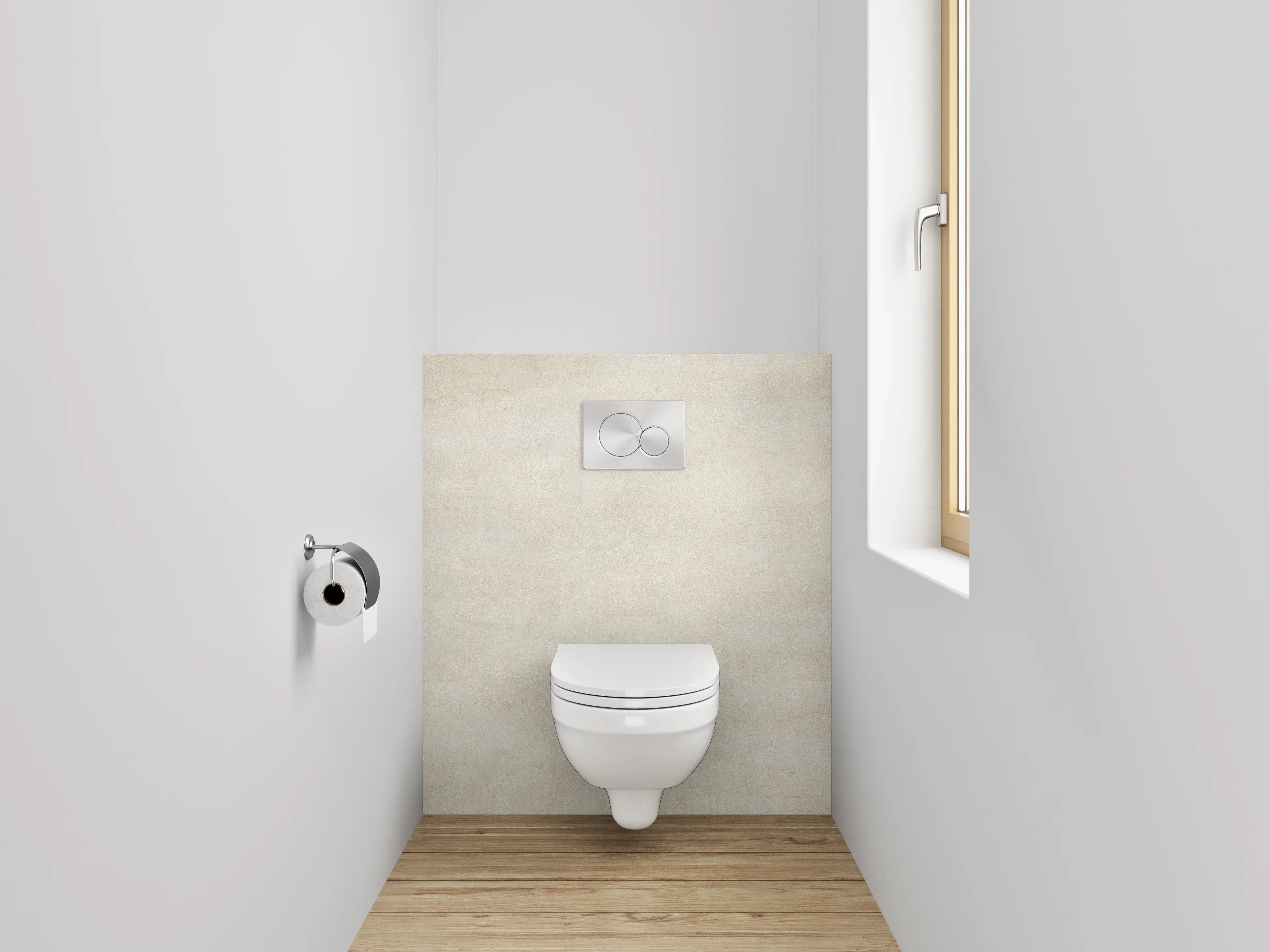 WC-Rückwand - Silbrige Mauer mit sanfter Textur