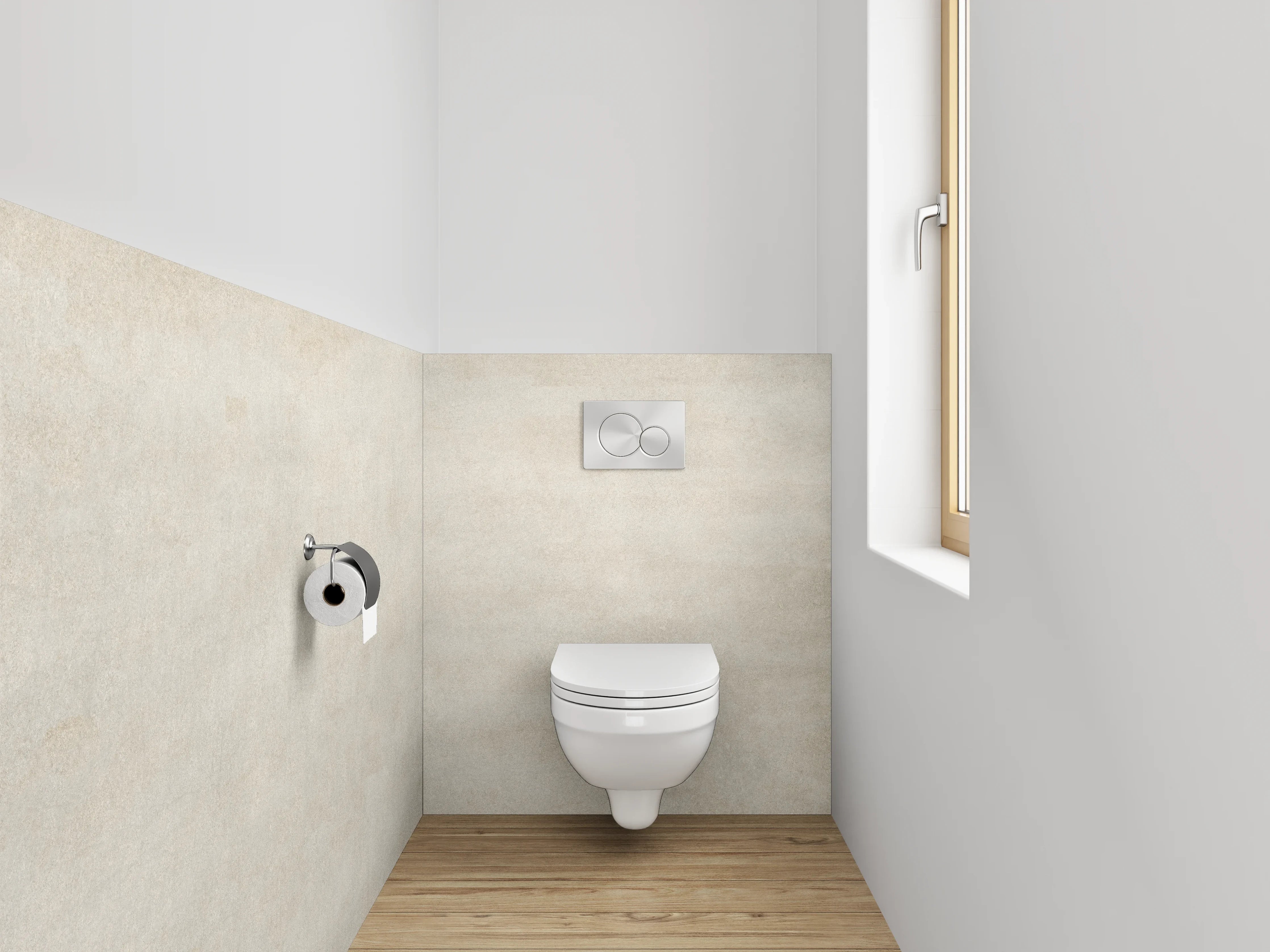 WC-Rückwand - Silbrige Mauer mit sanfter Textur