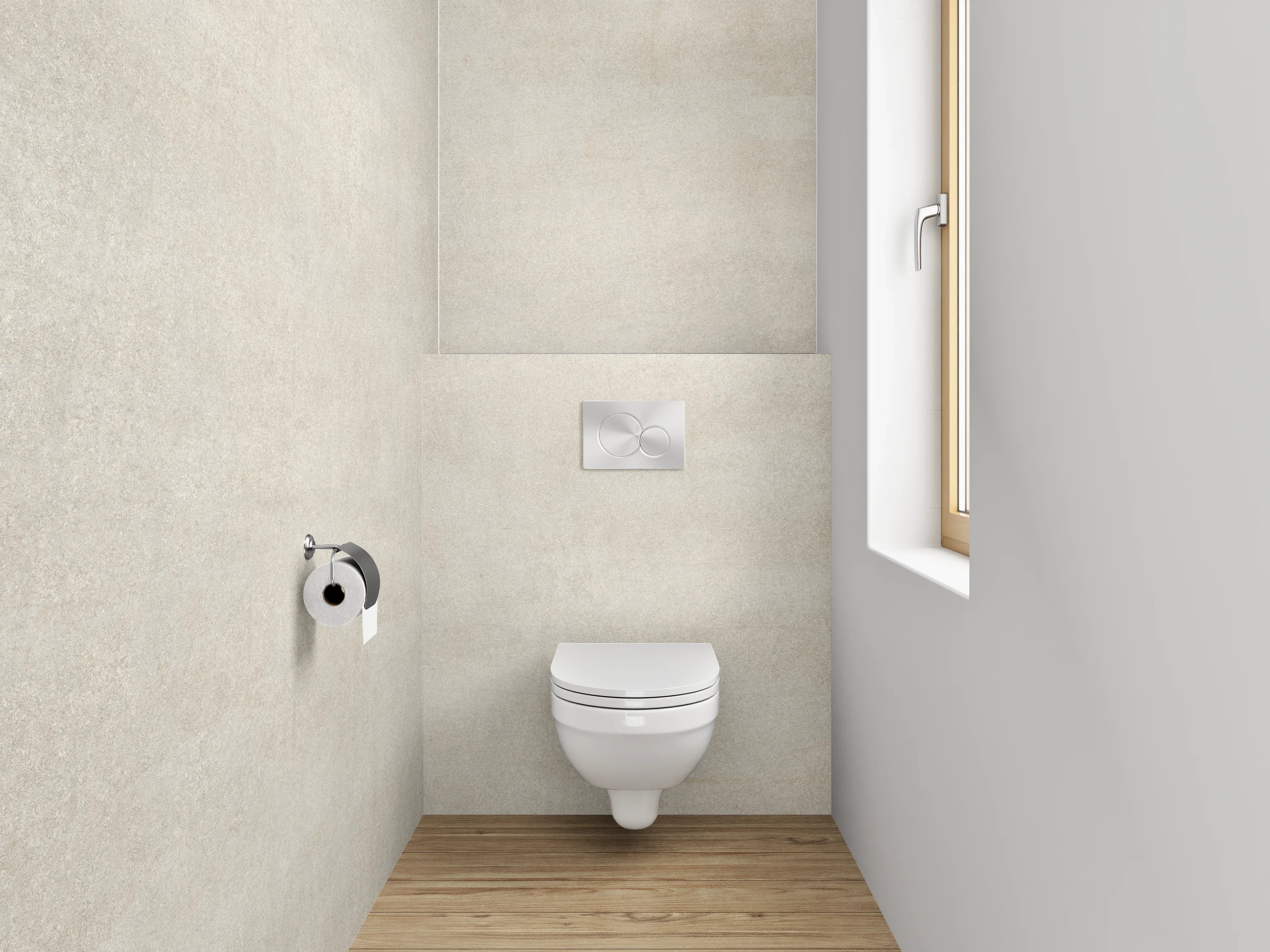 WC-Rückwand - Silbrige Mauer mit sanfter Textur