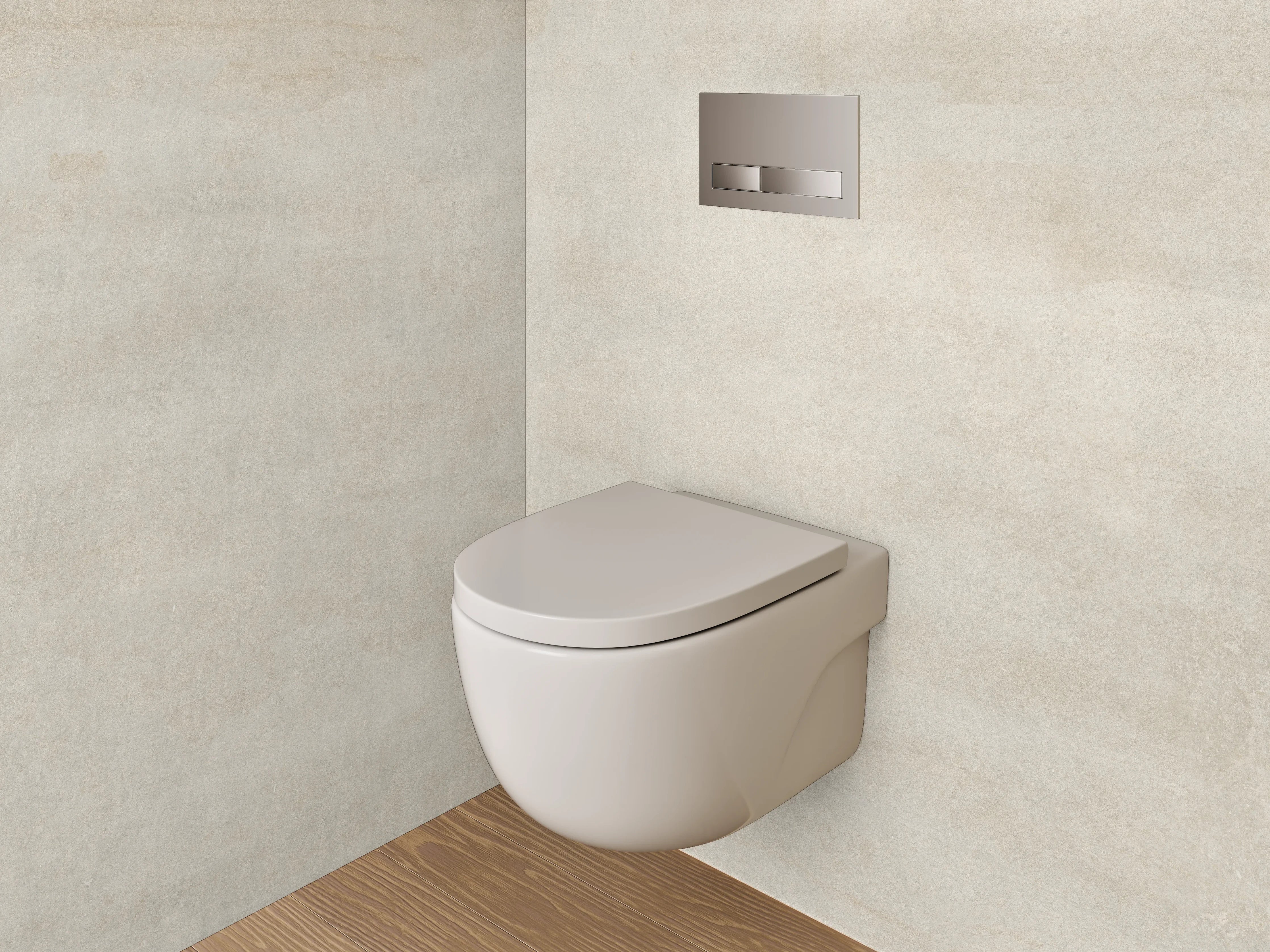 WC-Rückwand - Silbrige Mauer mit sanfter Textur