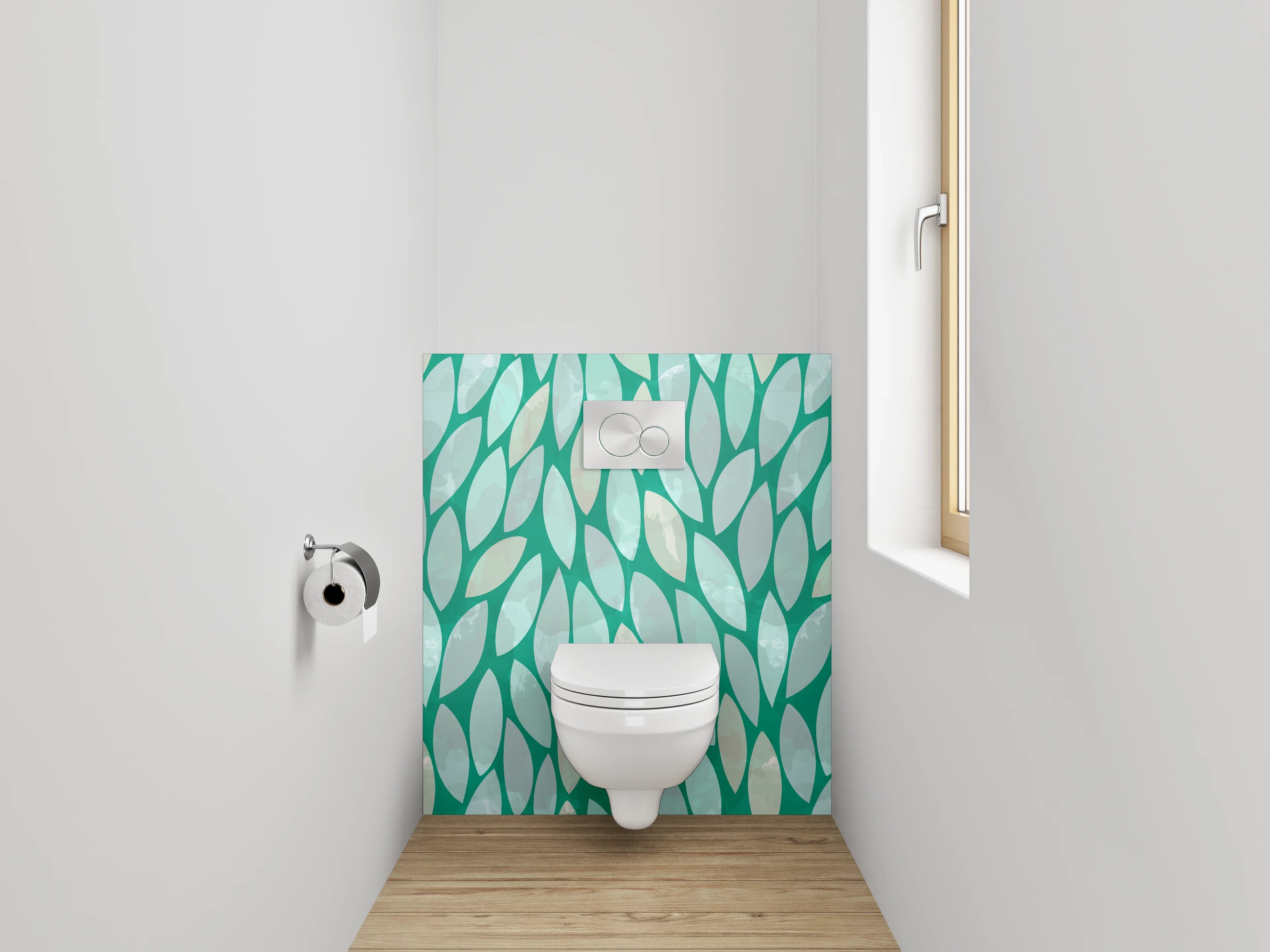 WC-Rückwand - Skandinavisches Blättermuster Türkis