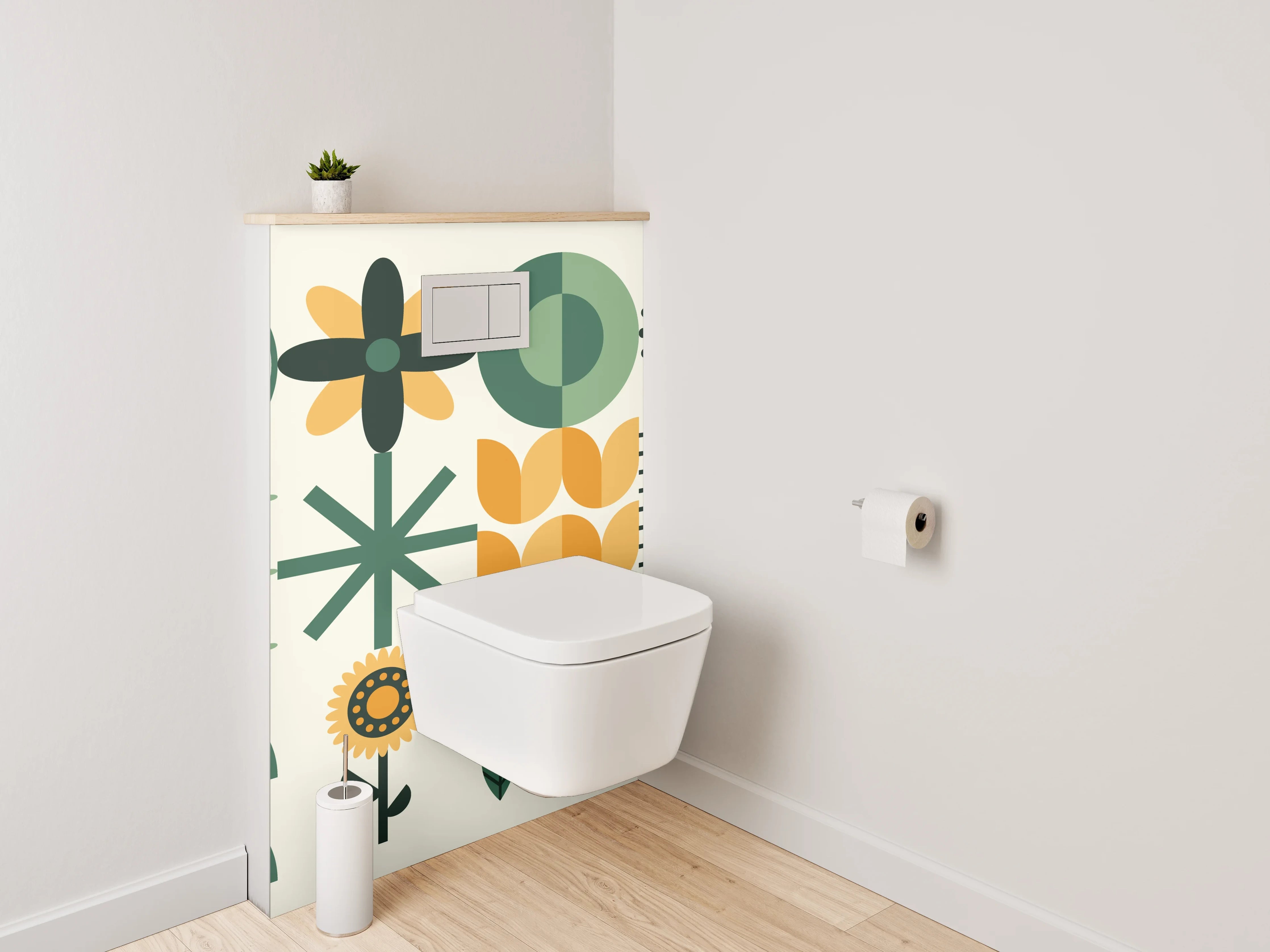 WC-Rückwand - Skandinavisches Blumenmuster Retro Look