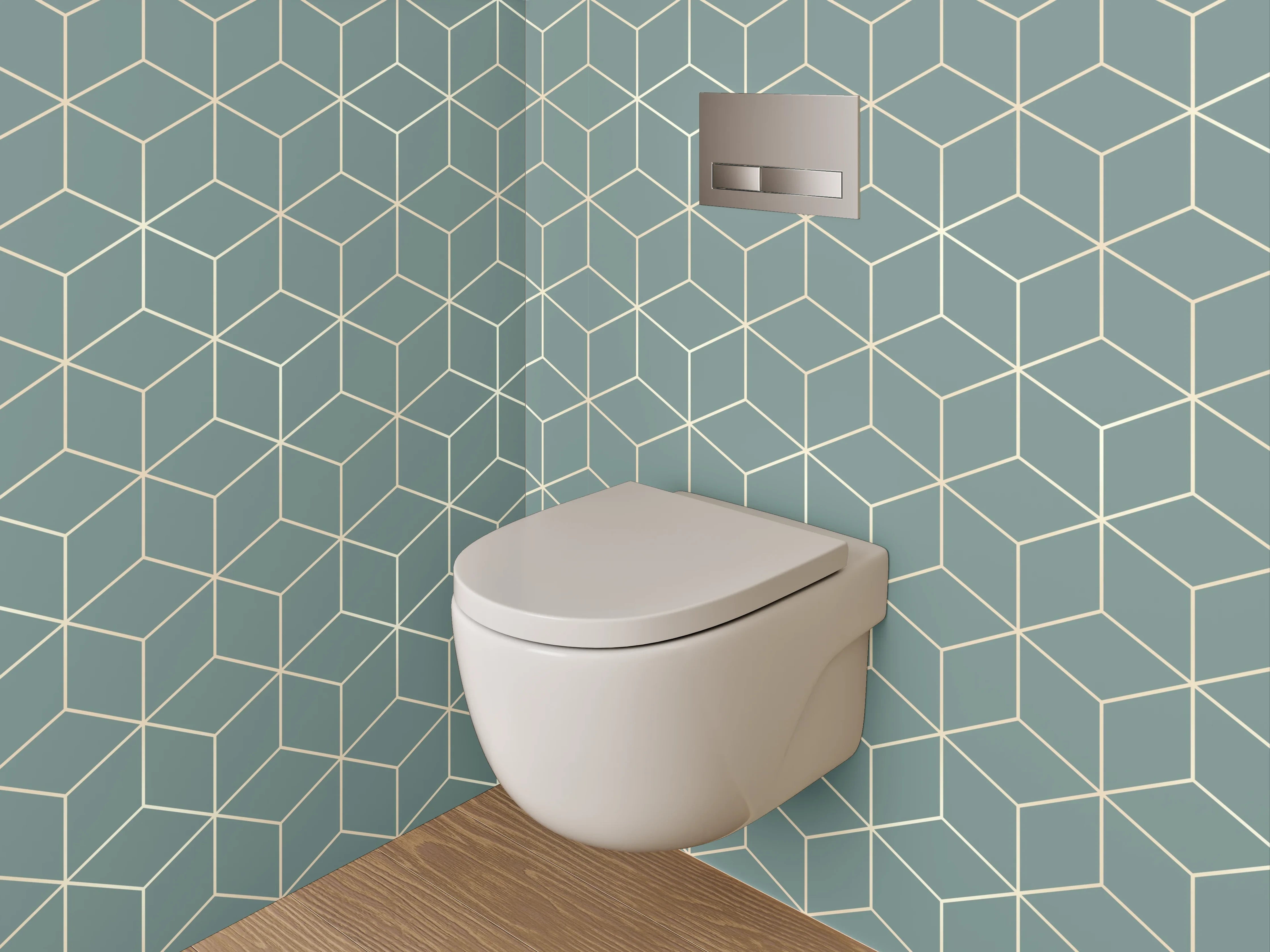 WC-Rückwand - Skandinavisches Geometrie-Muster Hellblau