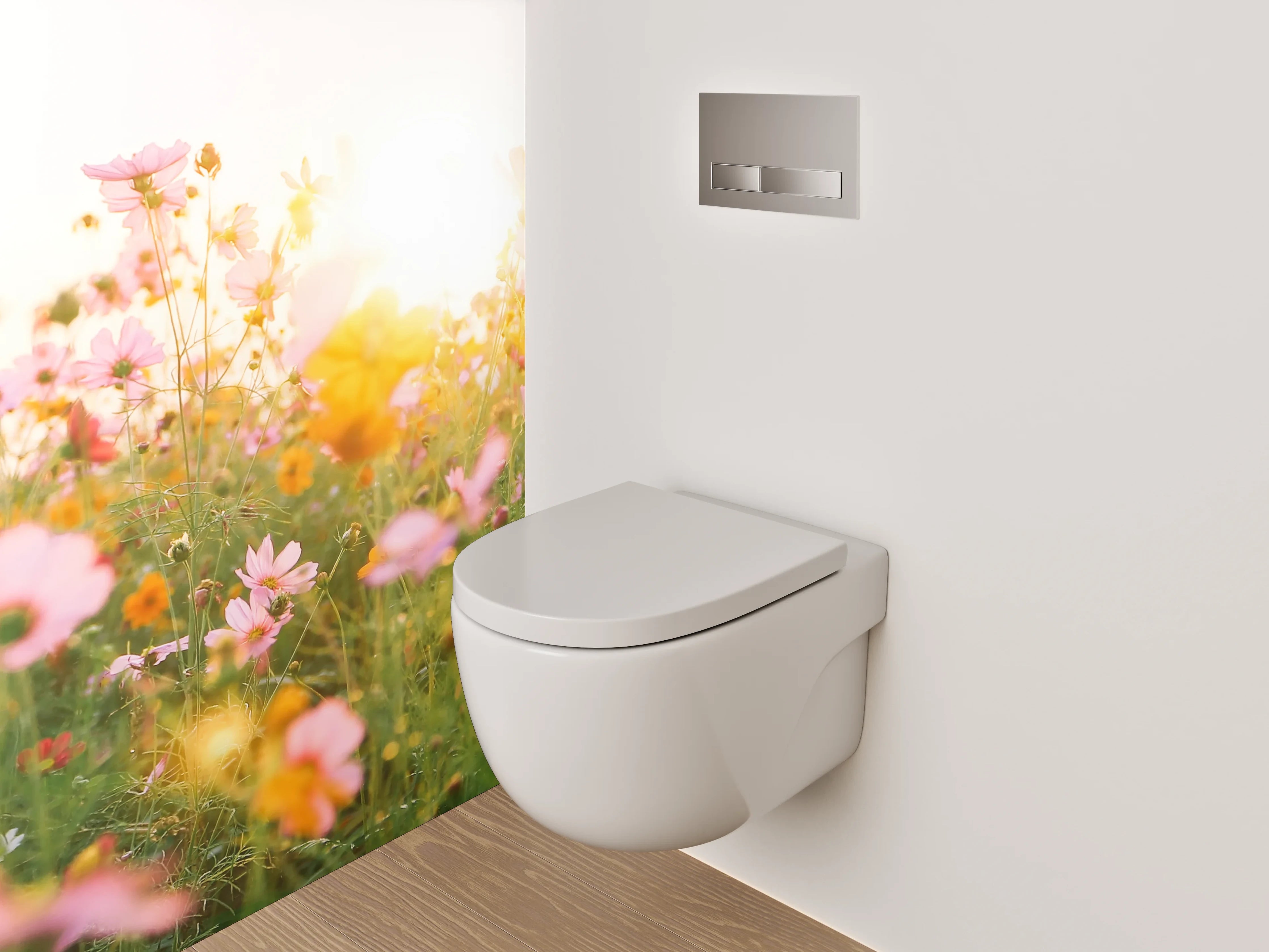 WC-Rückwand - Sommerliche Blumenwiese im Sonnenlicht
