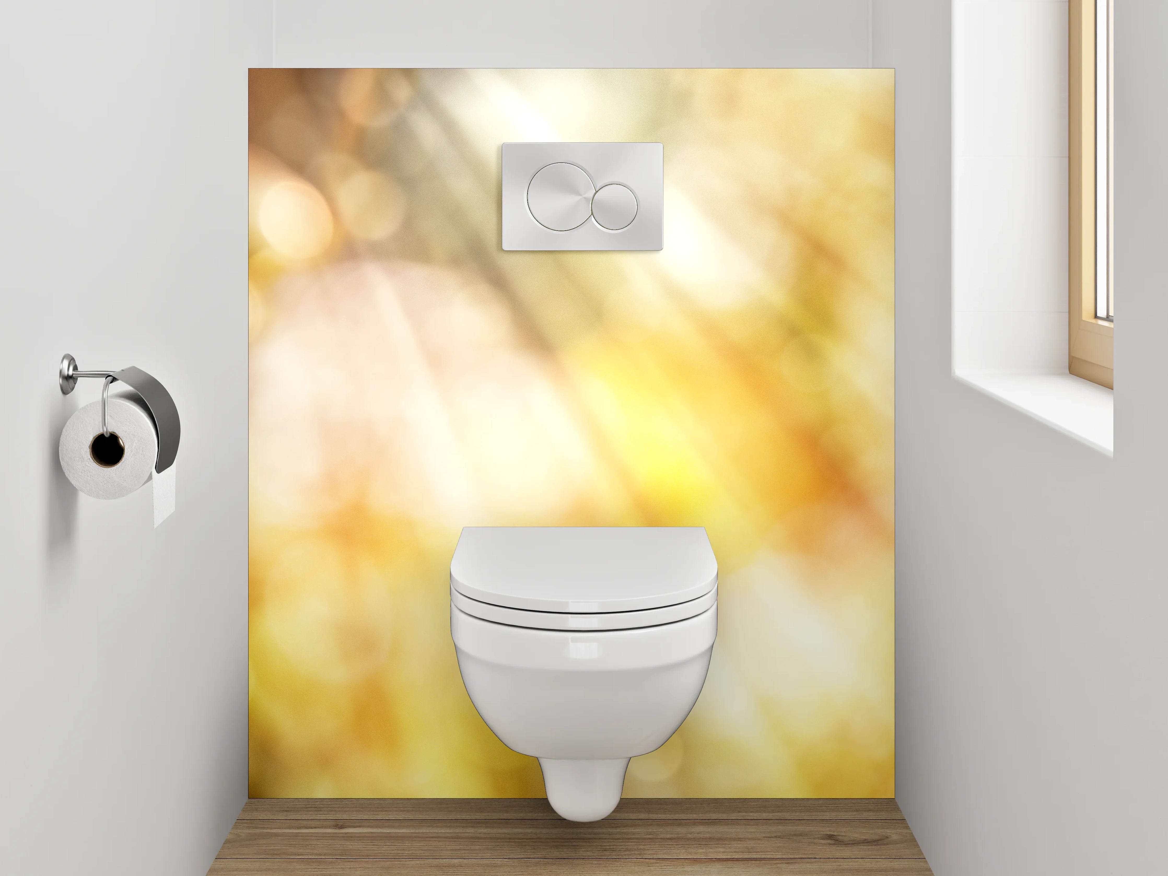 WC-Rückwand - Sommerliche gelbe Blume mit Sonnenstrahlen