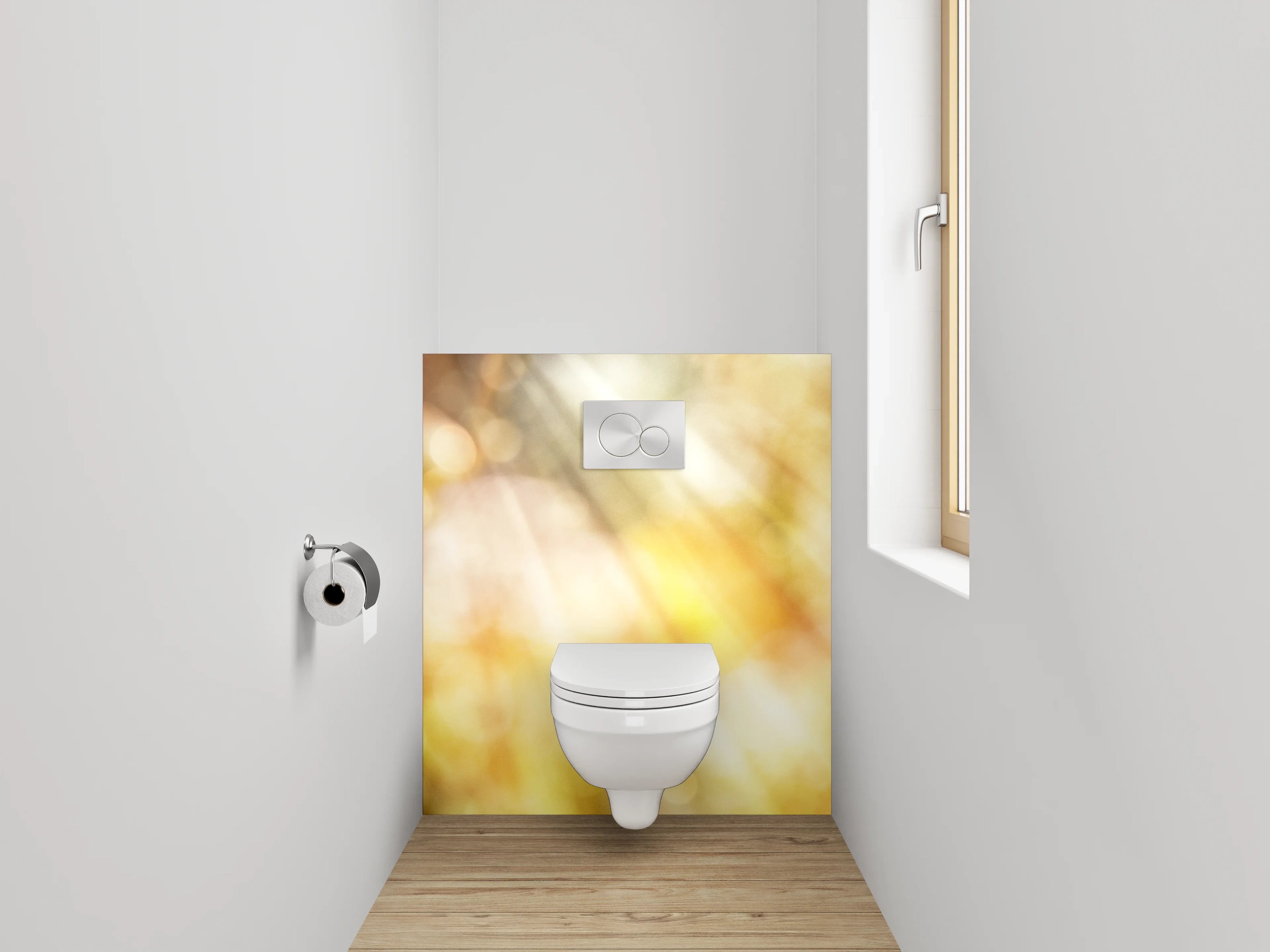 WC-Rückwand - Sommerliche gelbe Blume mit Sonnenstrahlen