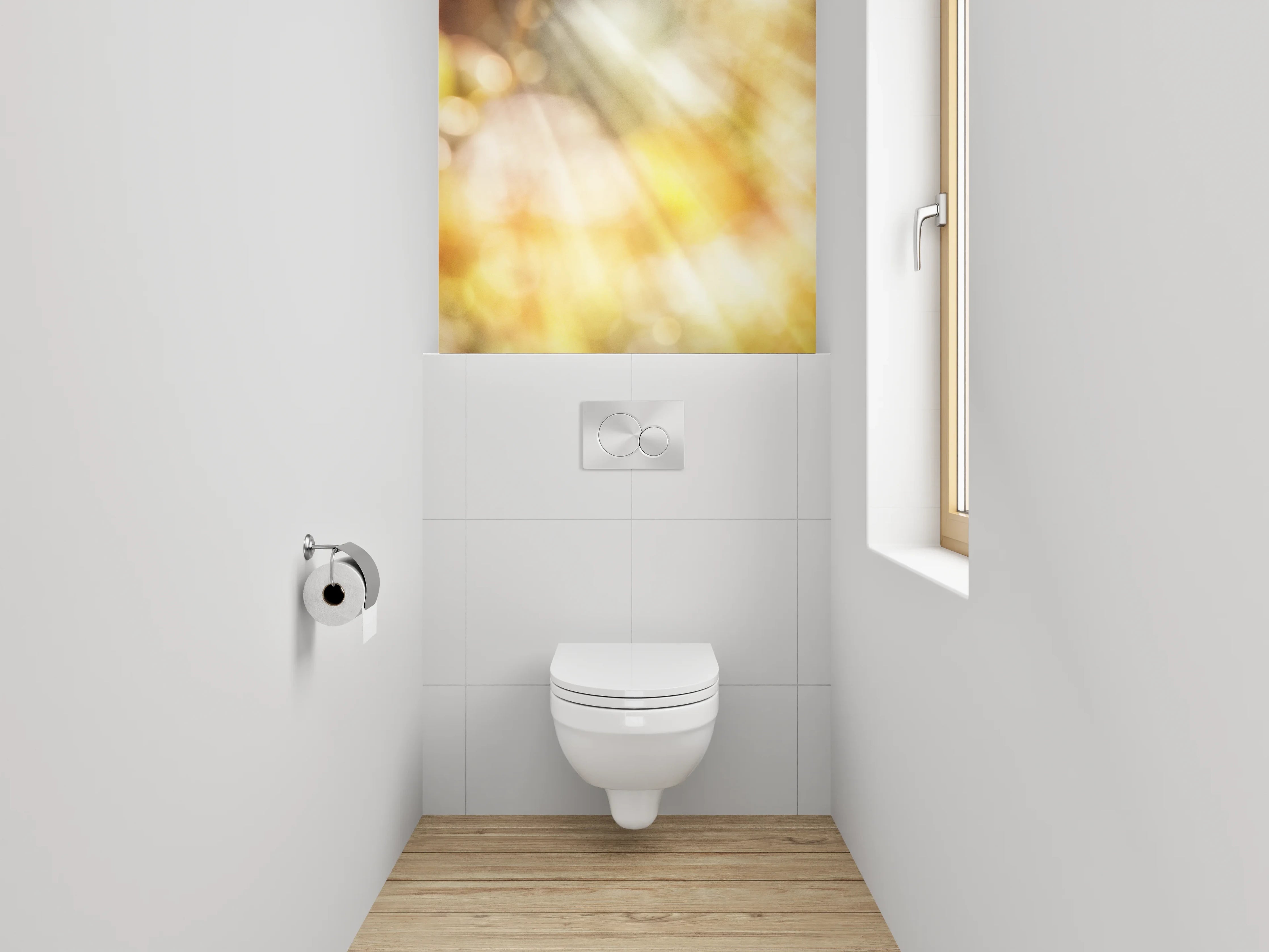 WC-Rückwand - Sommerliche gelbe Blume mit Sonnenstrahlen