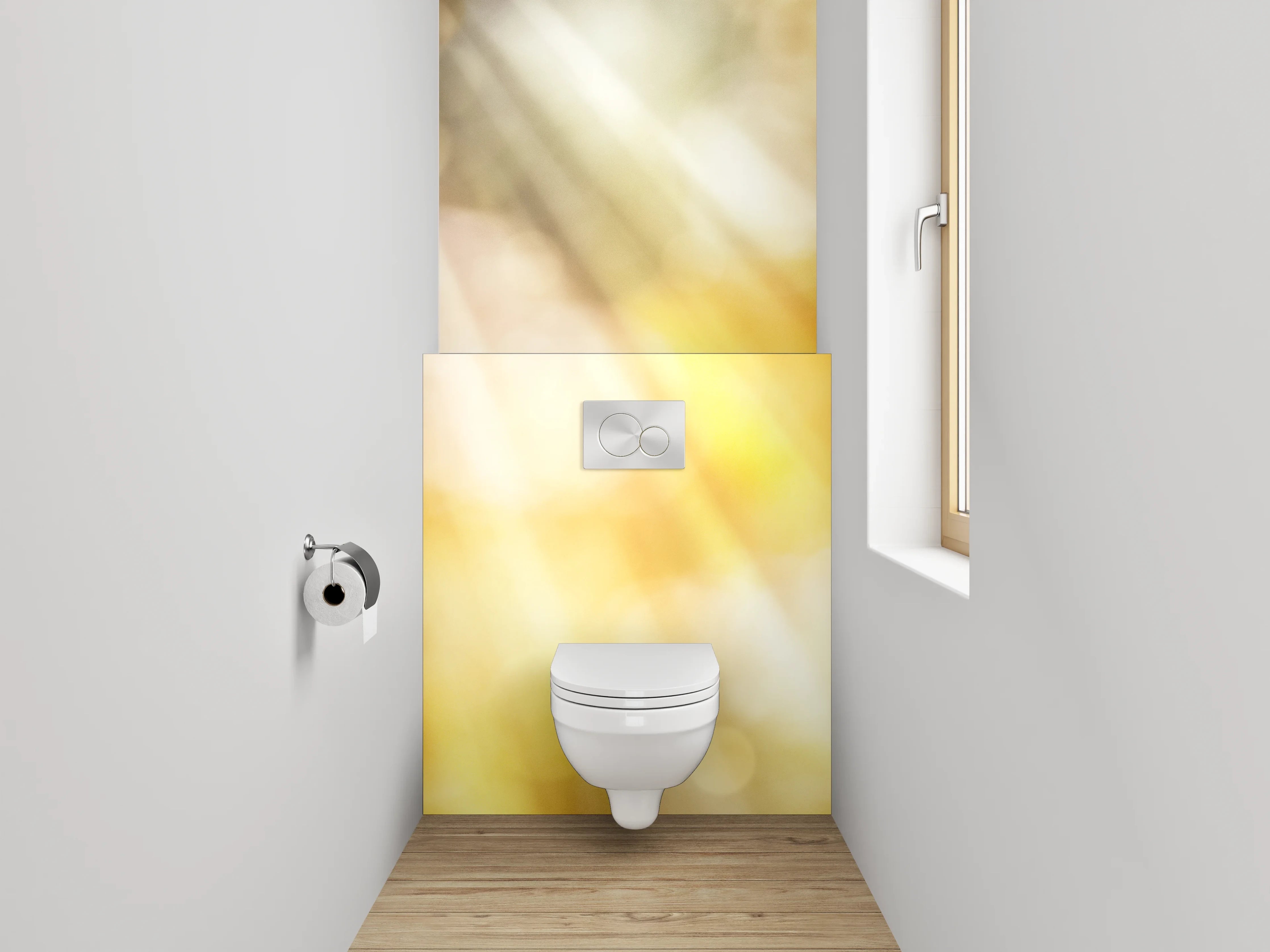 WC-Rückwand - Sommerliche gelbe Blume mit Sonnenstrahlen