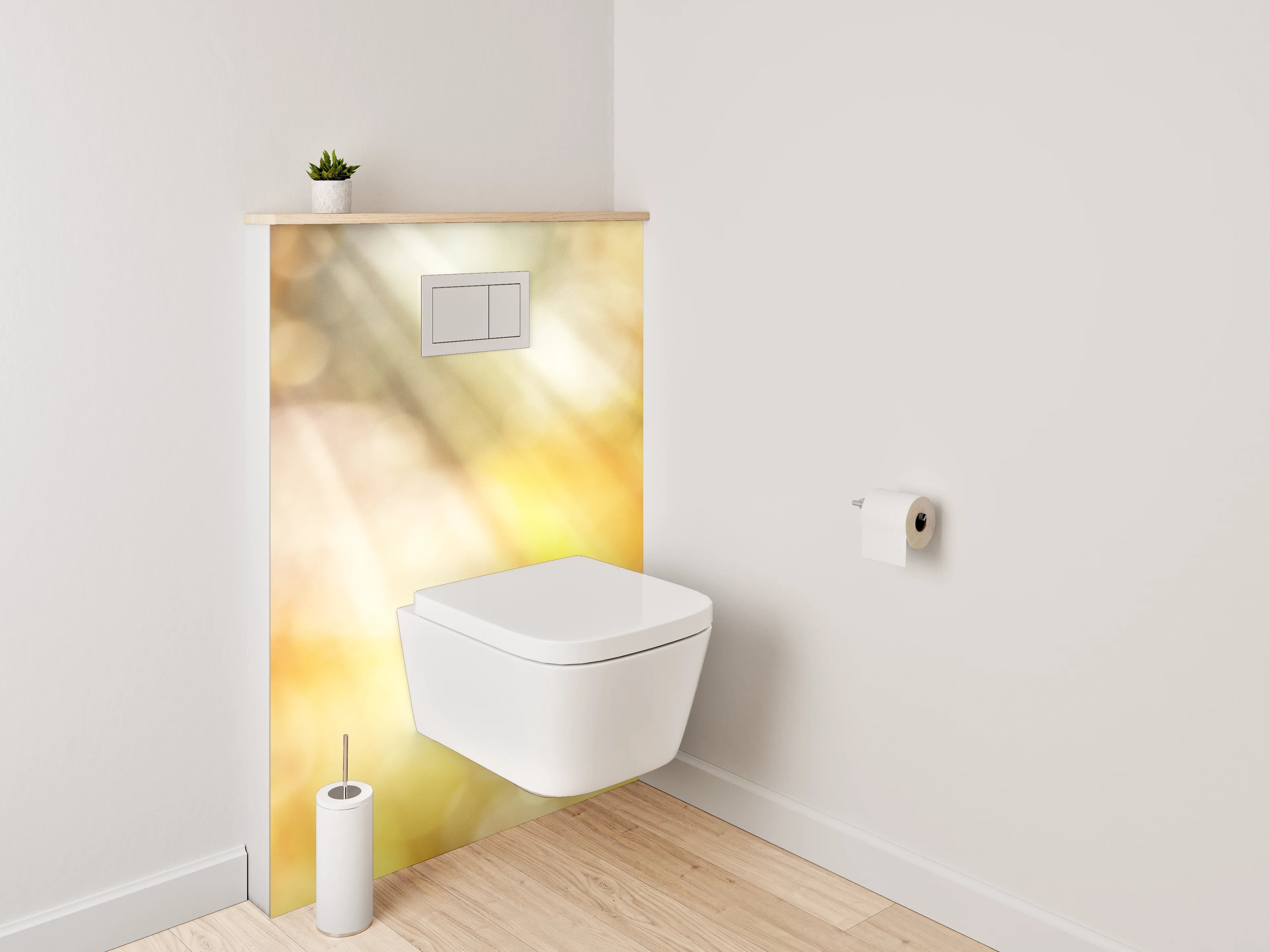 WC-Rückwand - Sommerliche gelbe Blume mit Sonnenstrahlen