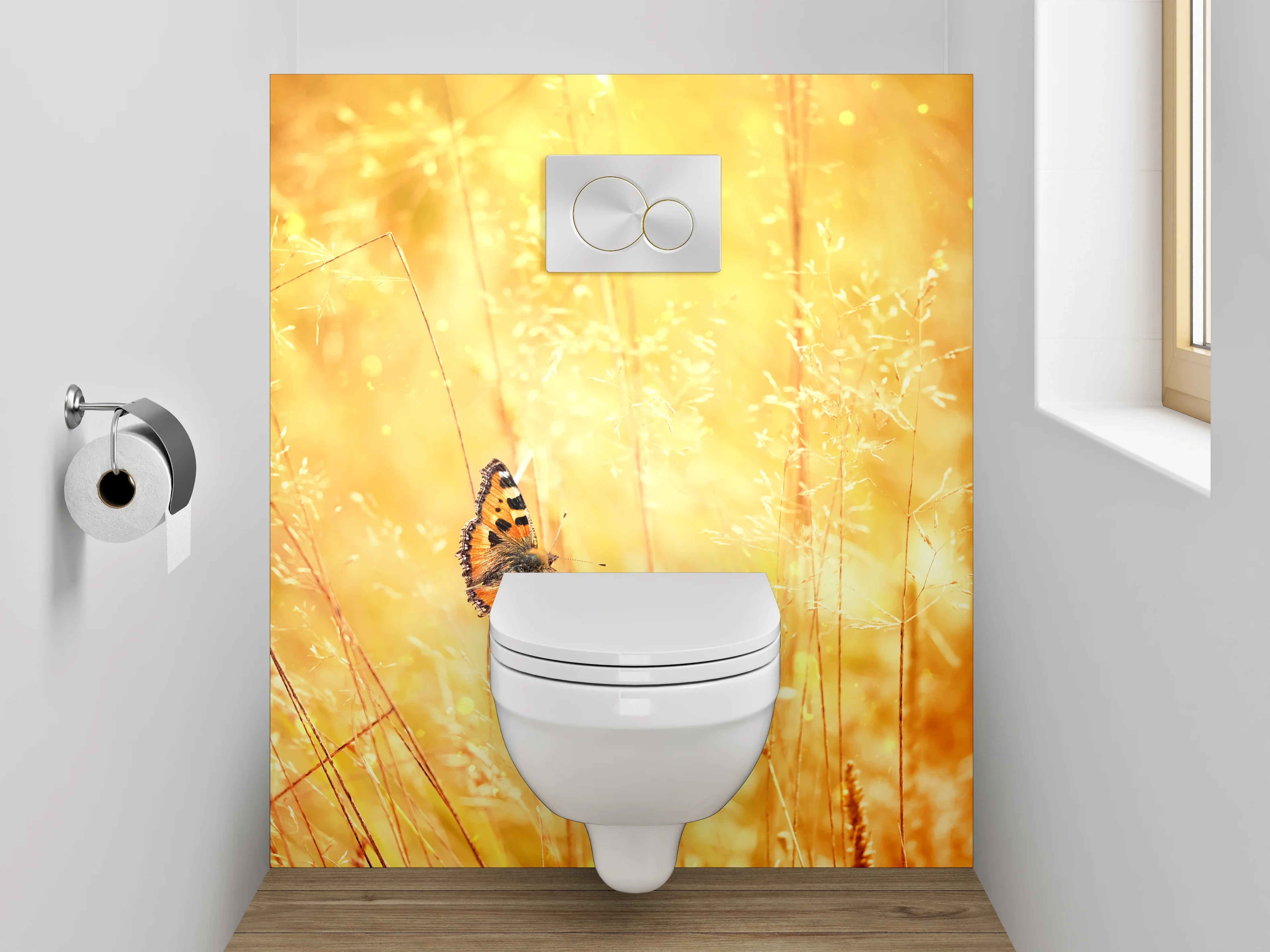 WC-Rückwand - Sommerlicher Schmetterling im Gras