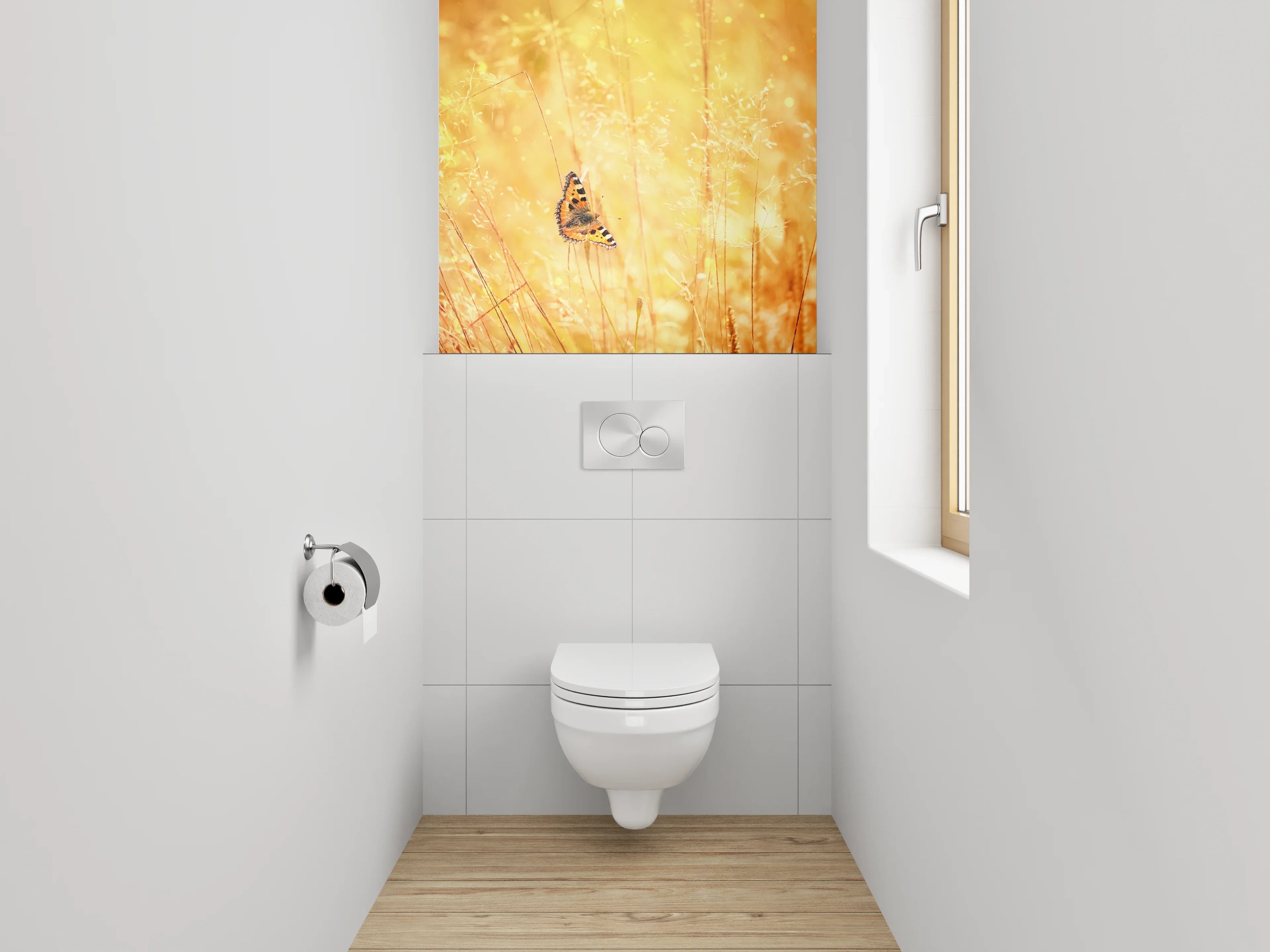 WC-Rückwand - Sommerlicher Schmetterling im Gras