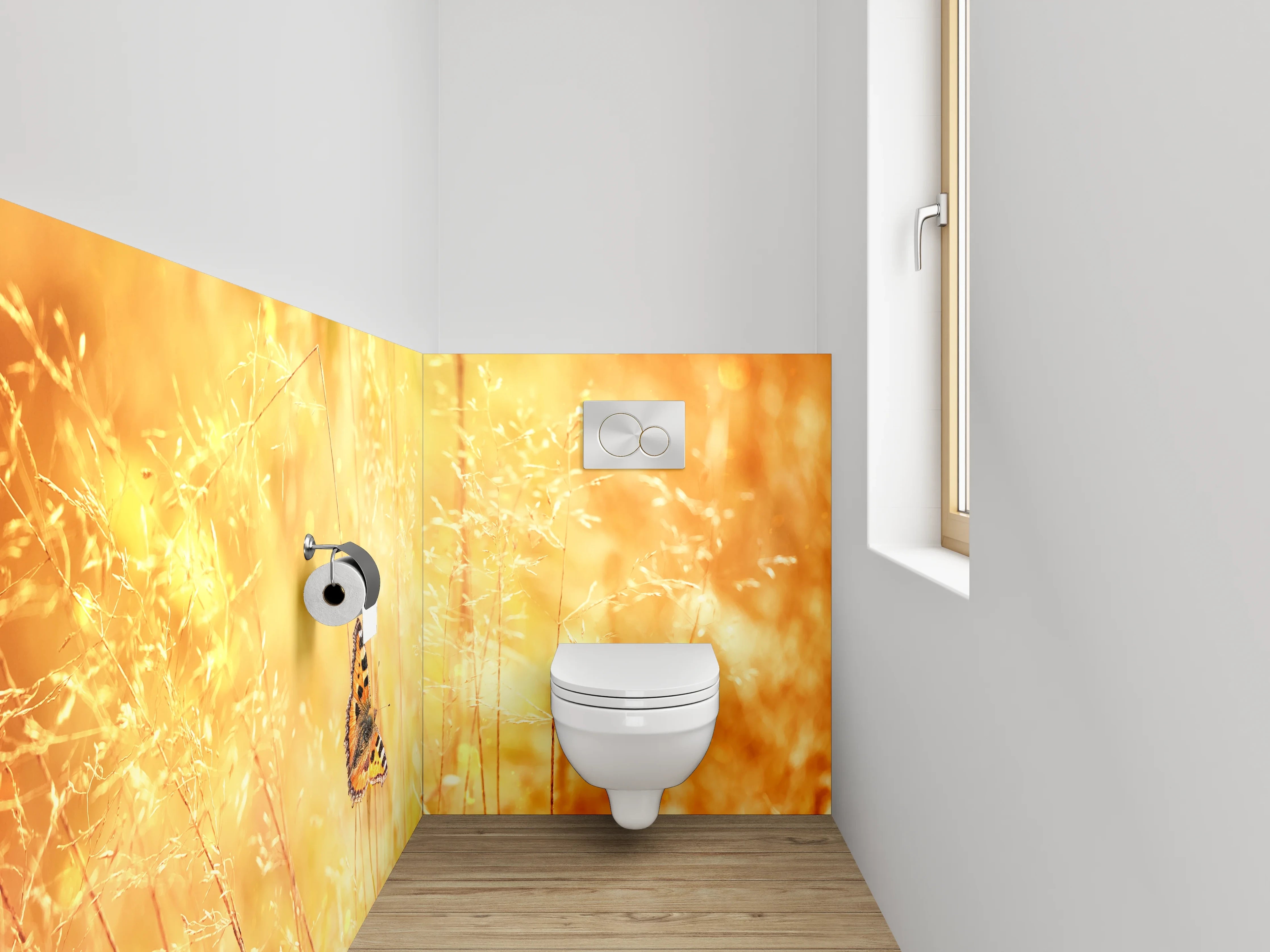 WC-Rückwand - Sommerlicher Schmetterling im Gras