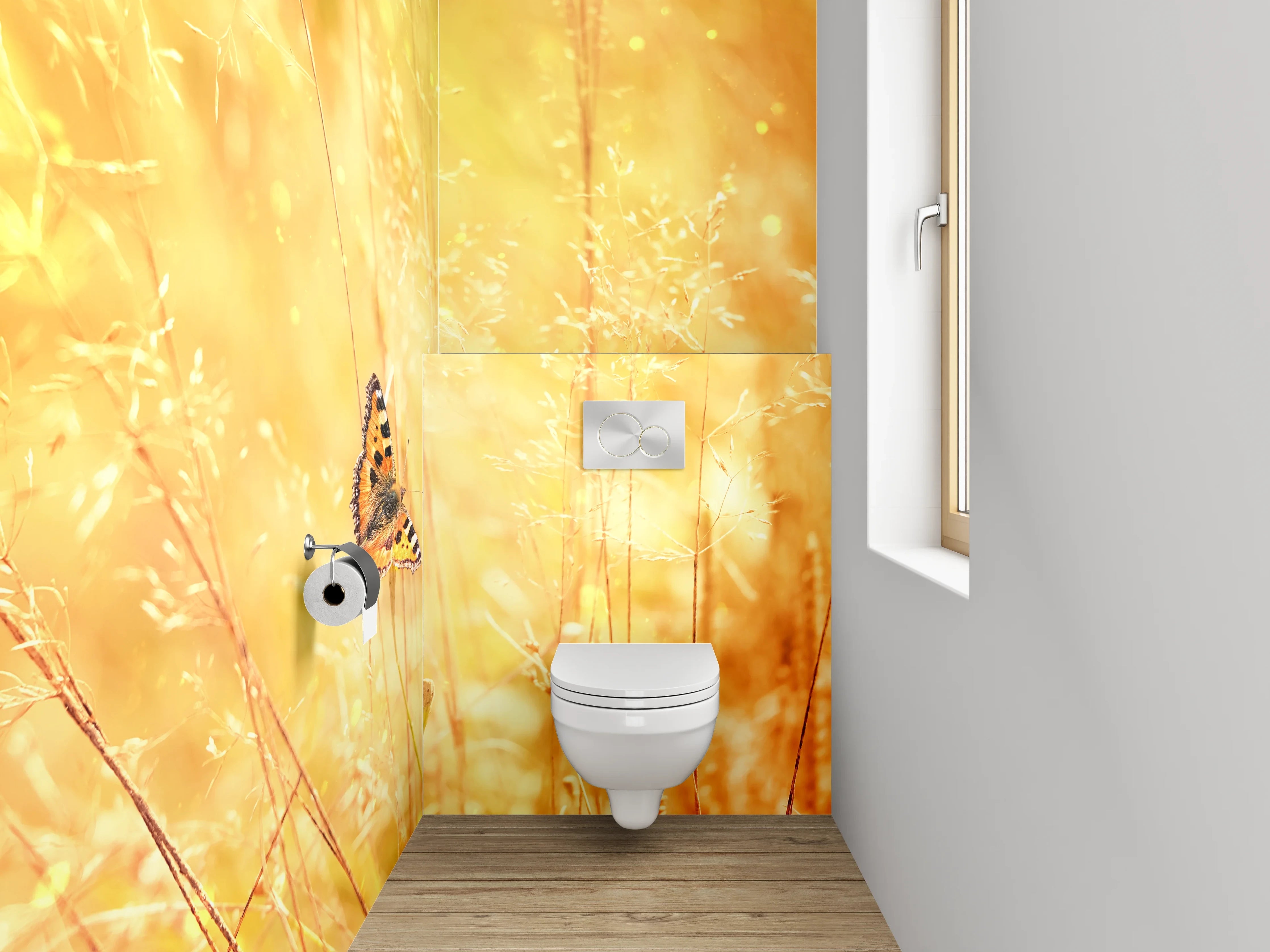 WC-Rückwand - Sommerlicher Schmetterling im Gras