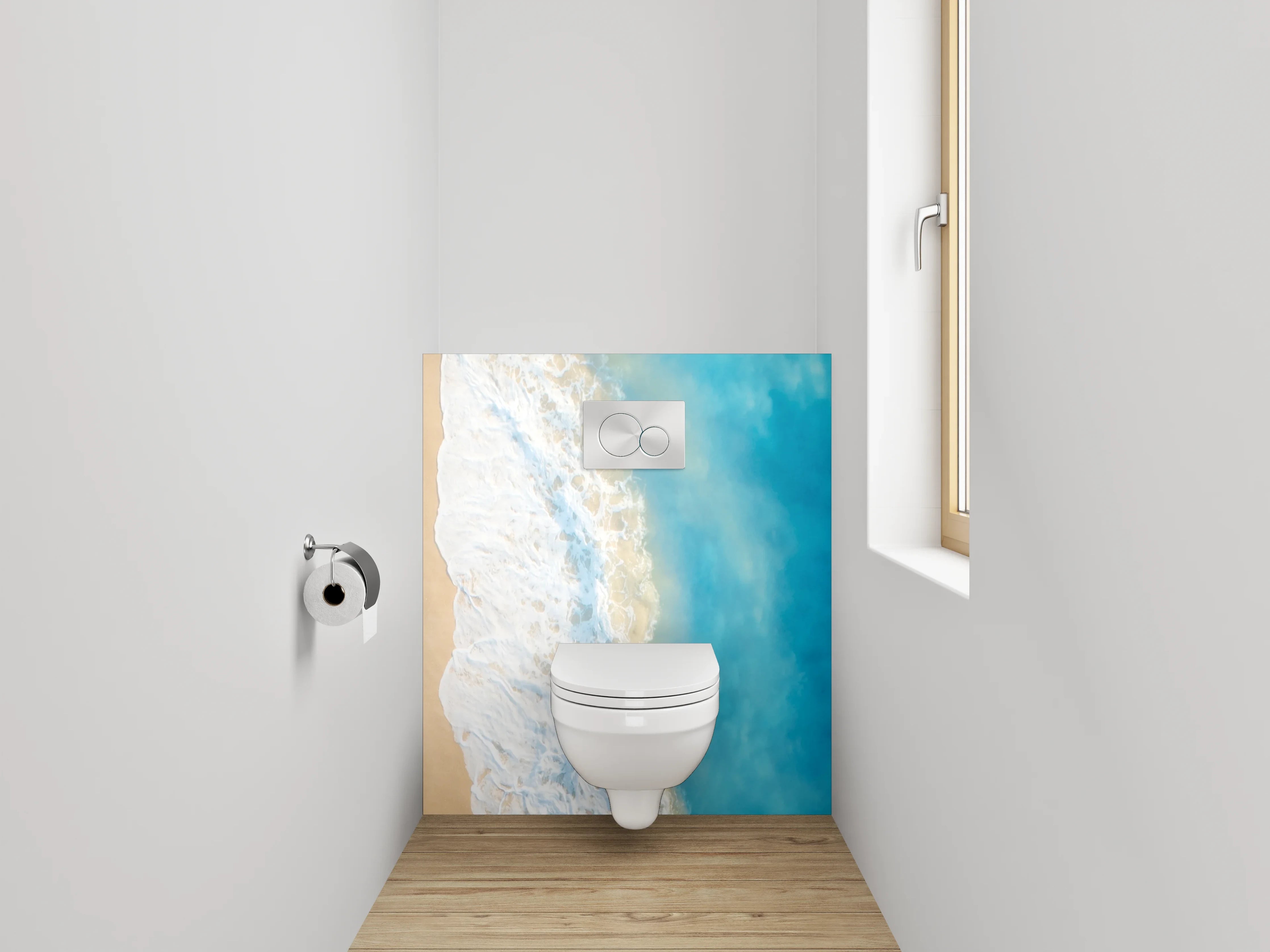 WC-Rückwand - Sommerlicher Strand mit türkisblauem Meer