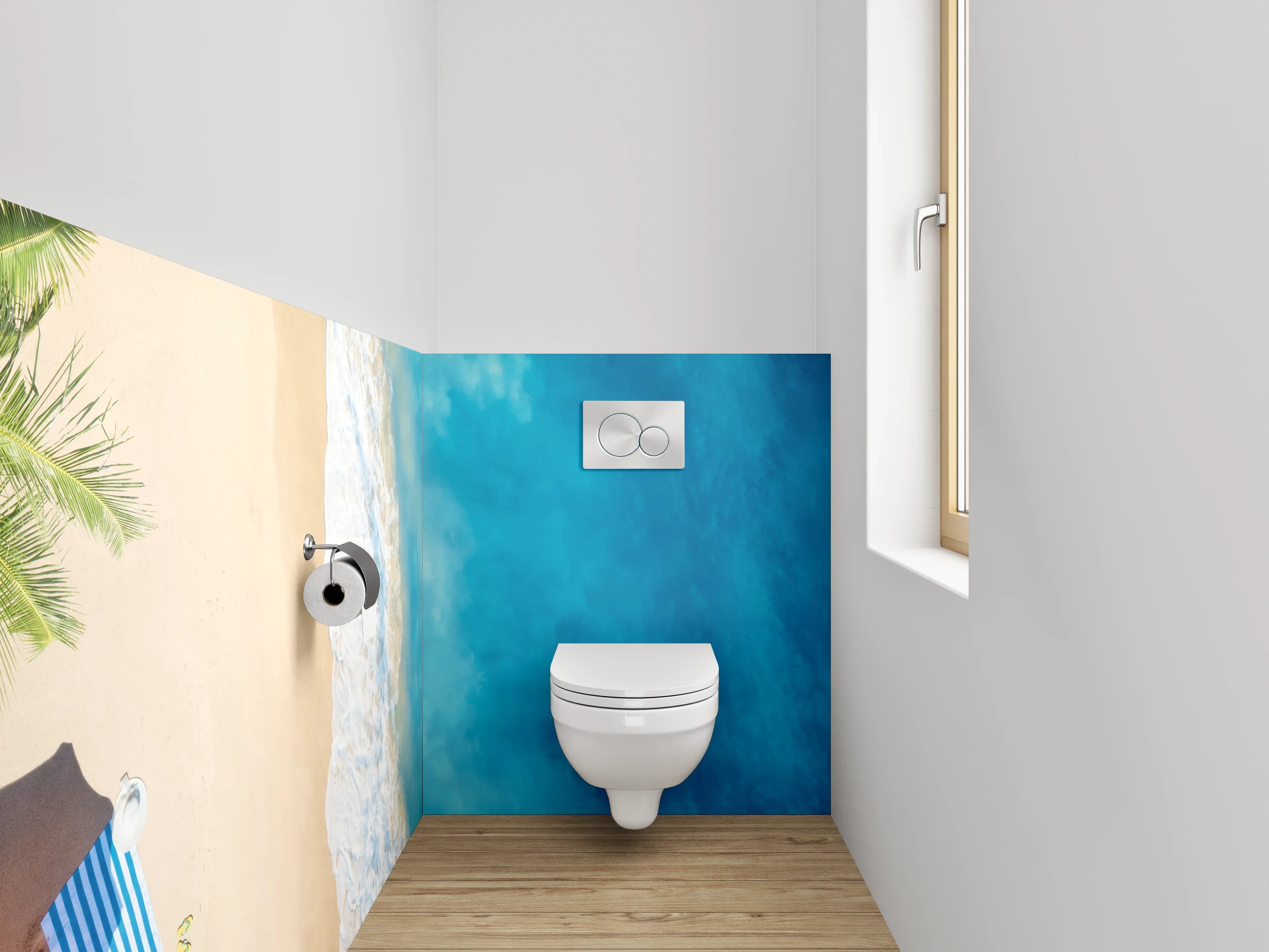 WC-Rückwand - Sommerlicher Strand mit türkisblauem Meer