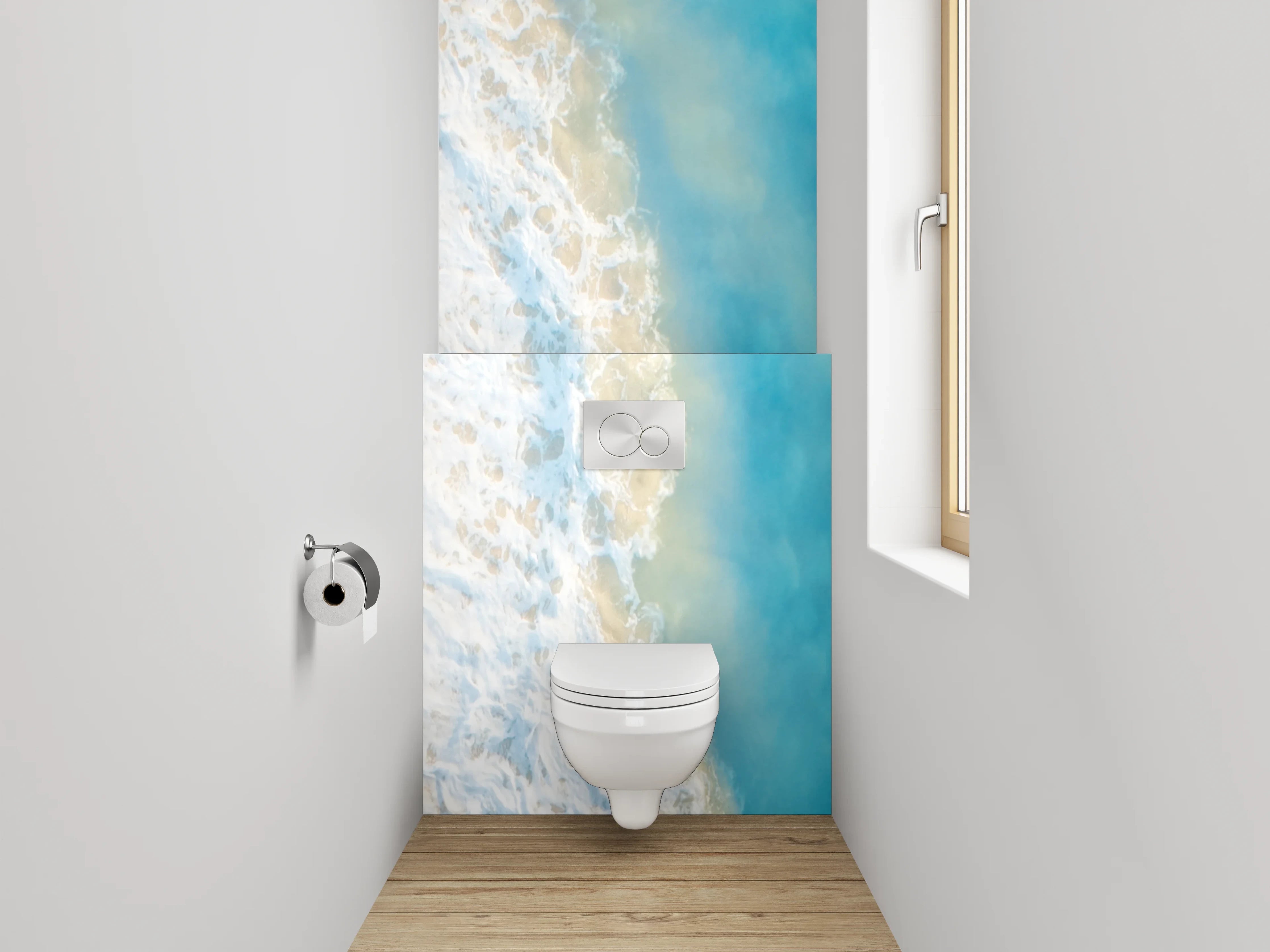 WC-Rückwand - Sommerlicher Strand mit türkisblauem Meer