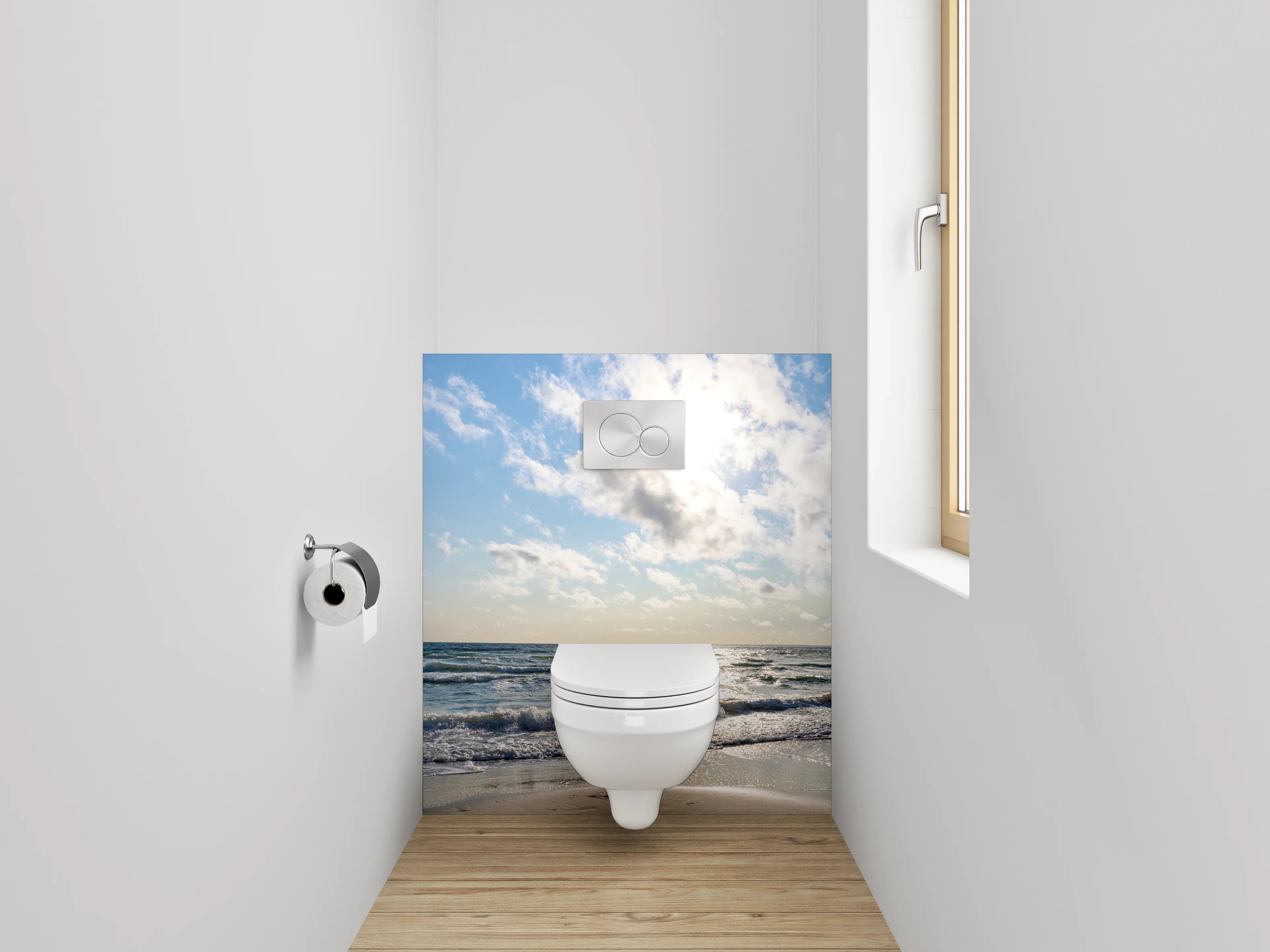 WC-Rückwand - Sonne über dem Meer