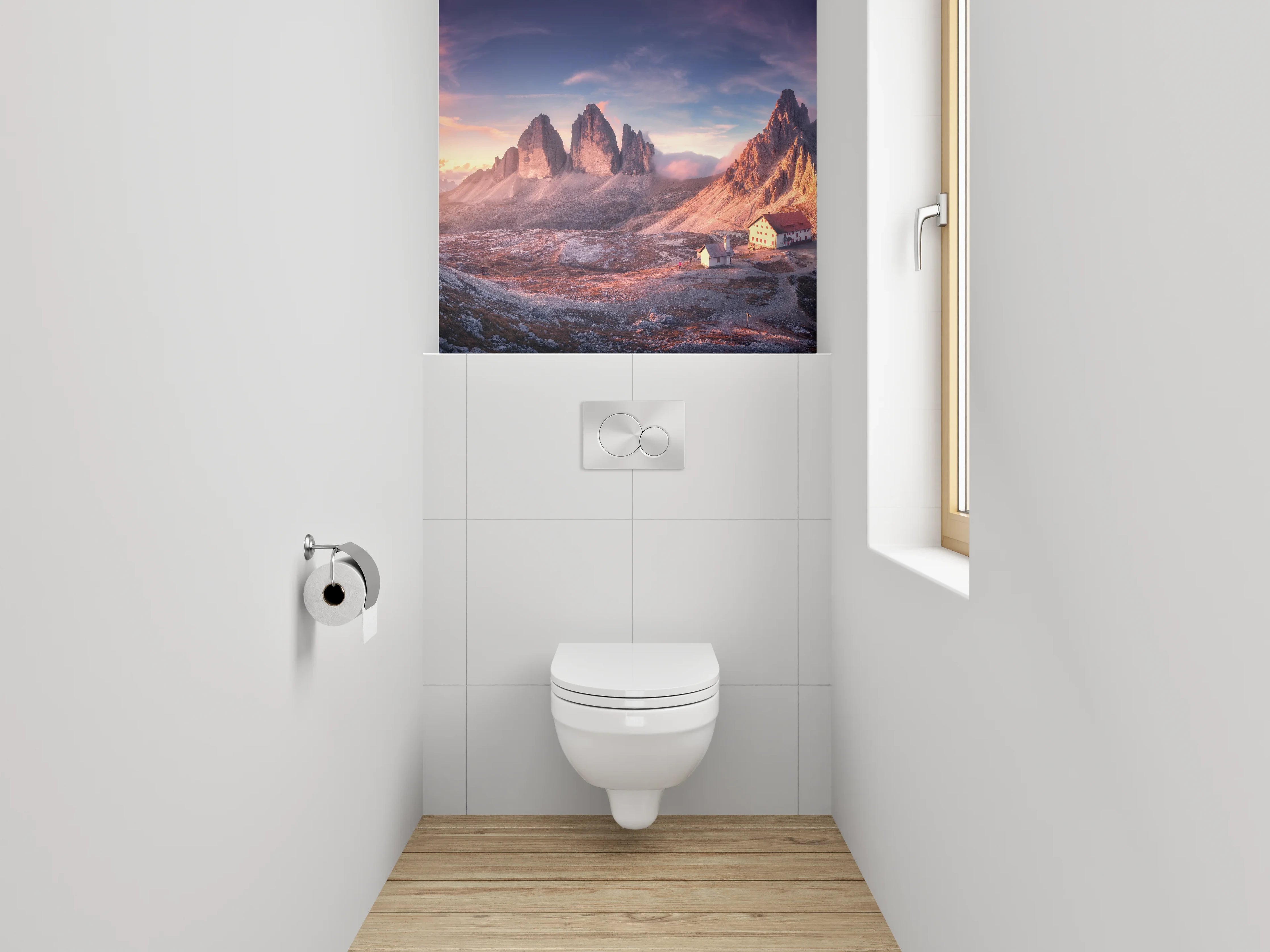 WC-Rückwand - Sonnenaufgang Dolomiten Berge Panorama