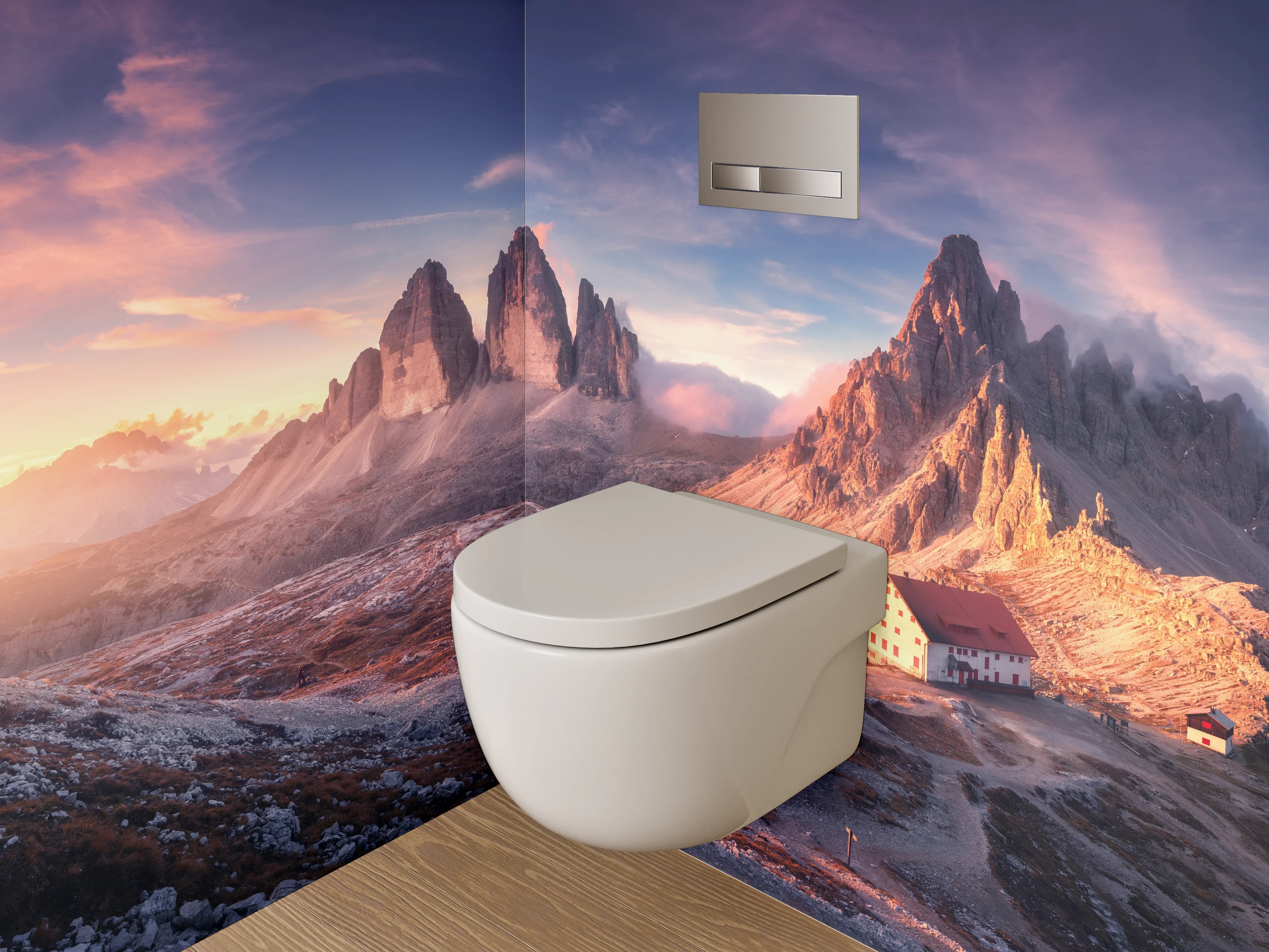 WC-Rückwand - Sonnenaufgang Dolomiten Berge Panorama