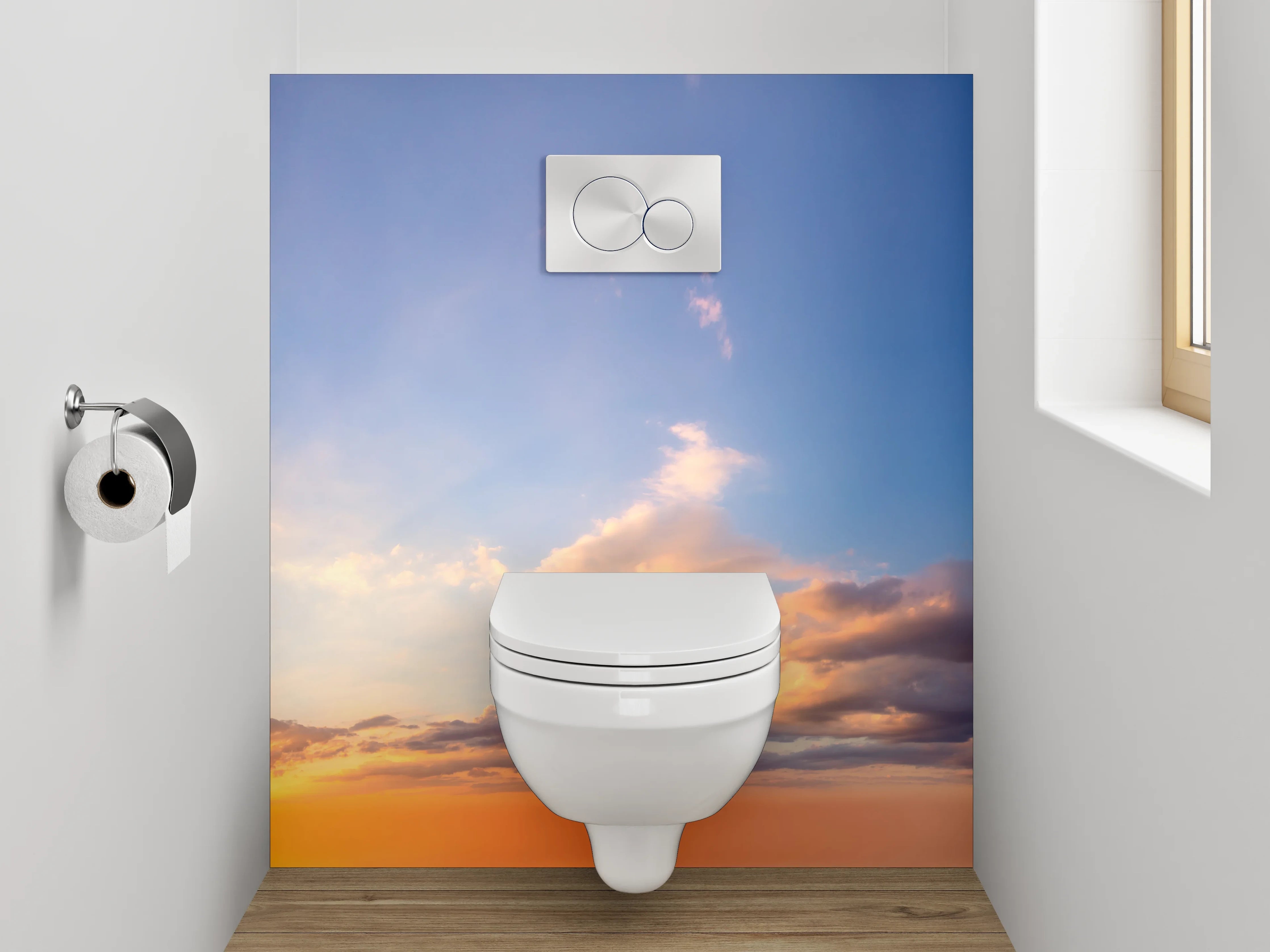 WC-Rückwand - Sonnenaufgang am Himmel Panorama