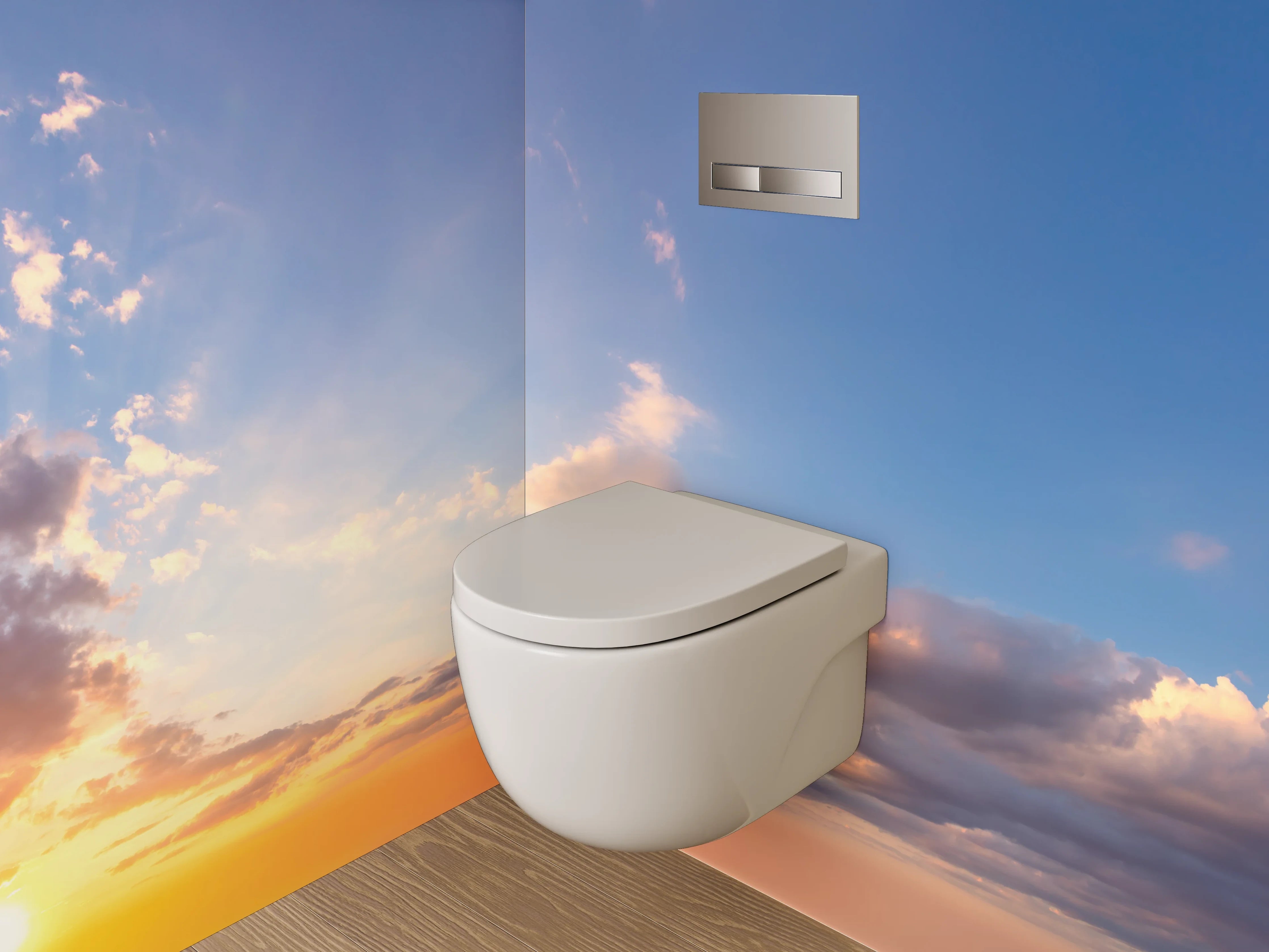 WC-Rückwand - Sonnenaufgang am Himmel Panorama