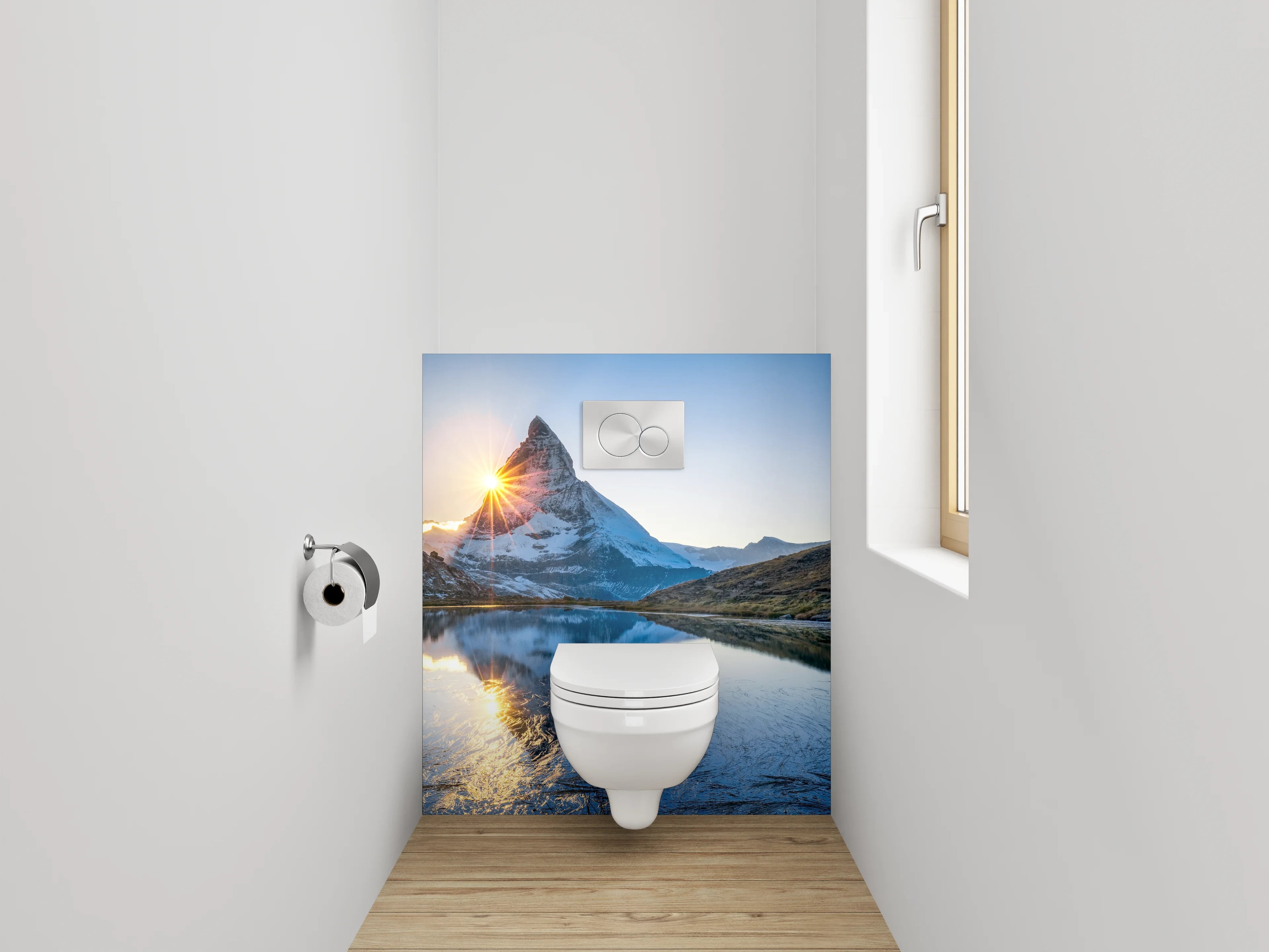 WC-Rückwand - Sonnenaufgang am Matterhorn Panorama