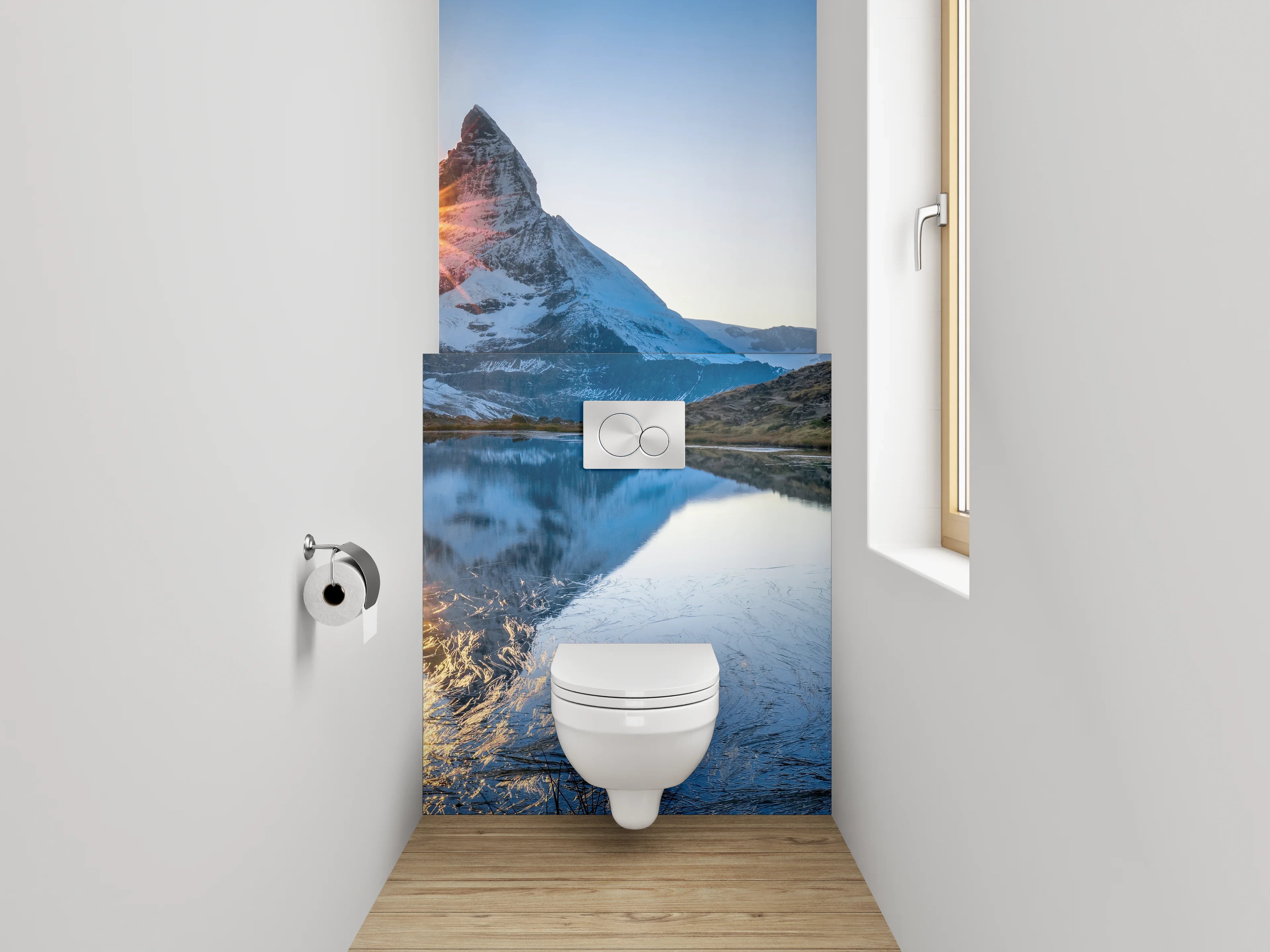 WC-Rückwand - Sonnenaufgang am Matterhorn Panorama