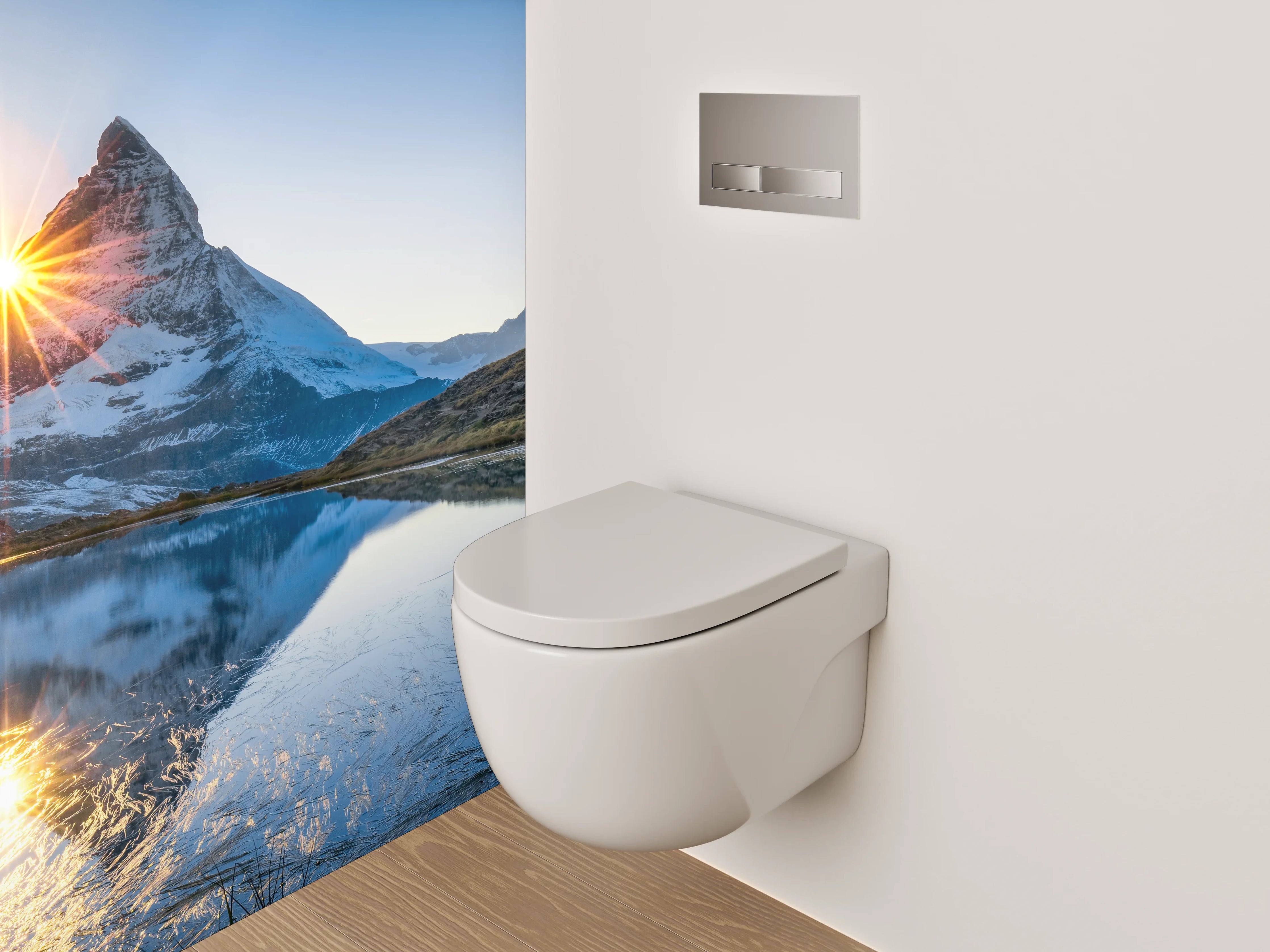 WC-Rückwand - Sonnenaufgang am Matterhorn Panorama