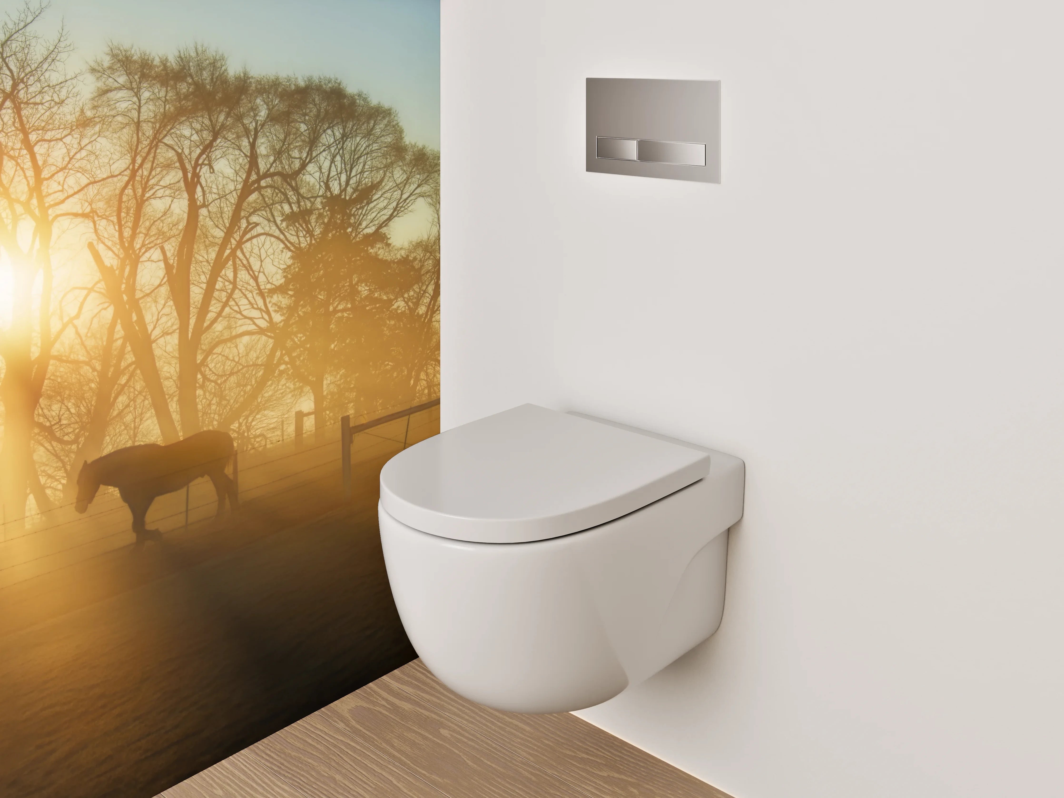 WC-Rückwand - Sonnenaufgang am Pferdehof