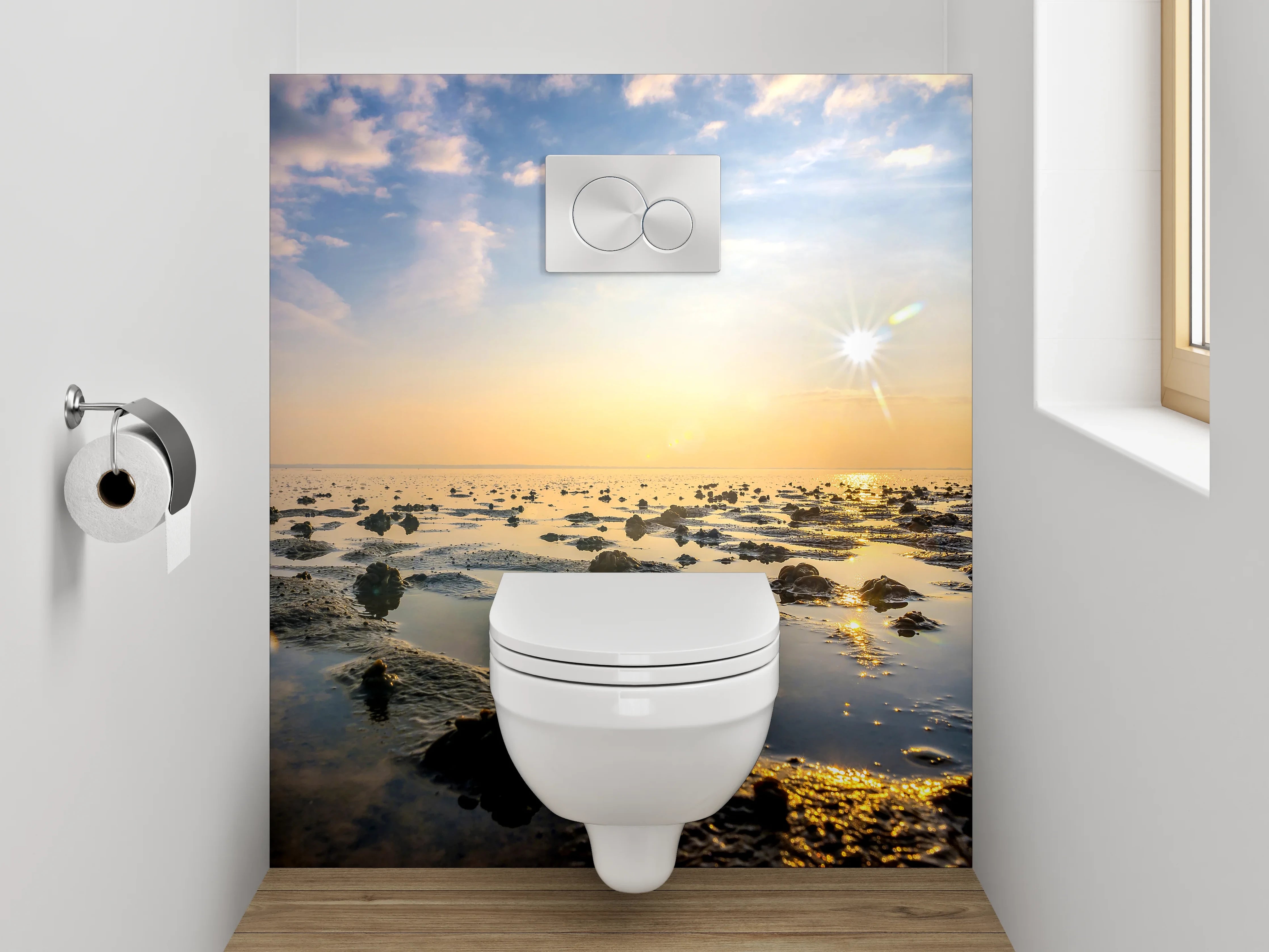 WC-Rückwand - Sonnenaufgang am Wattenmeer Fotomotiv
