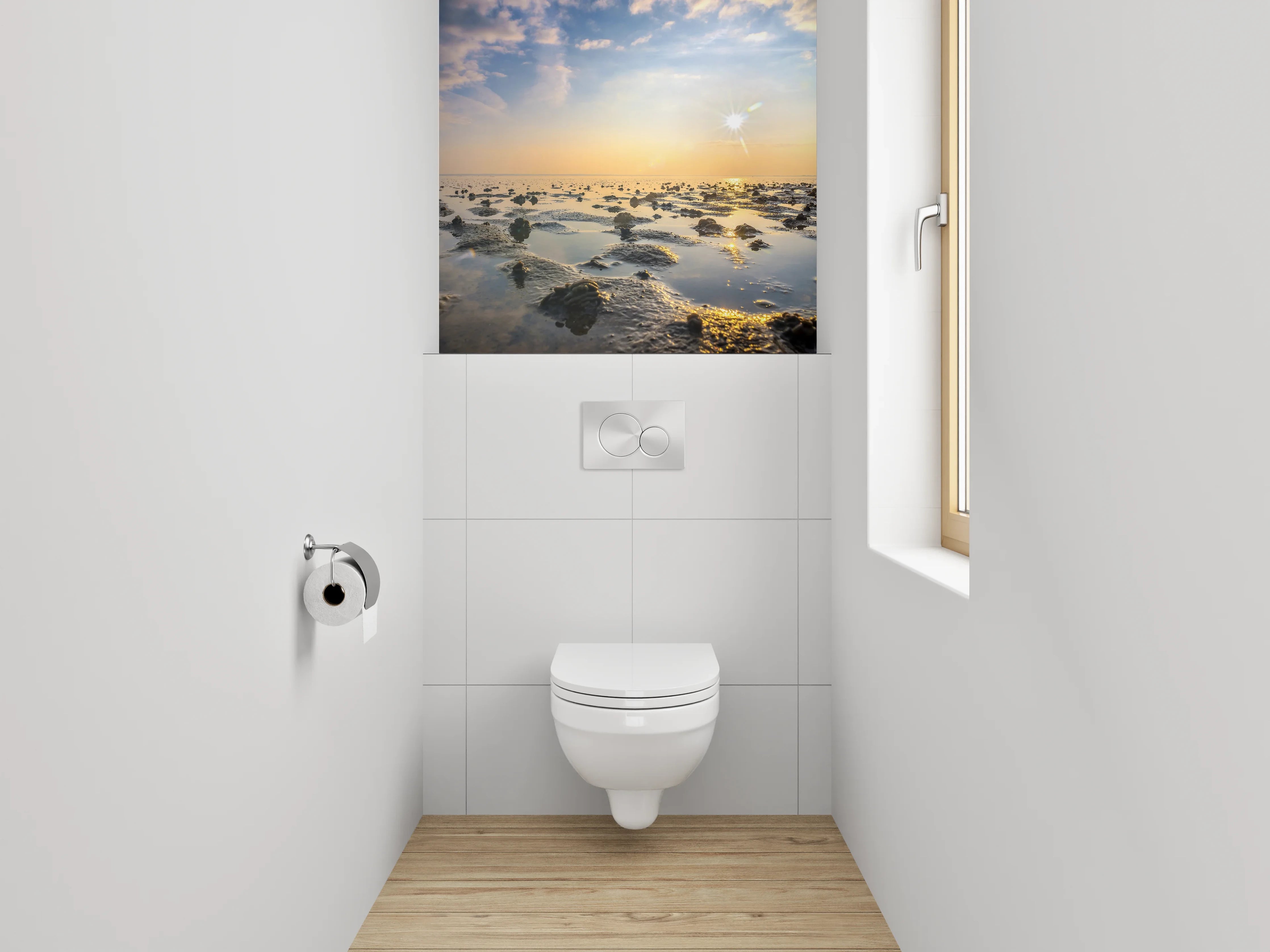 WC-Rückwand - Sonnenaufgang am Wattenmeer Fotomotiv