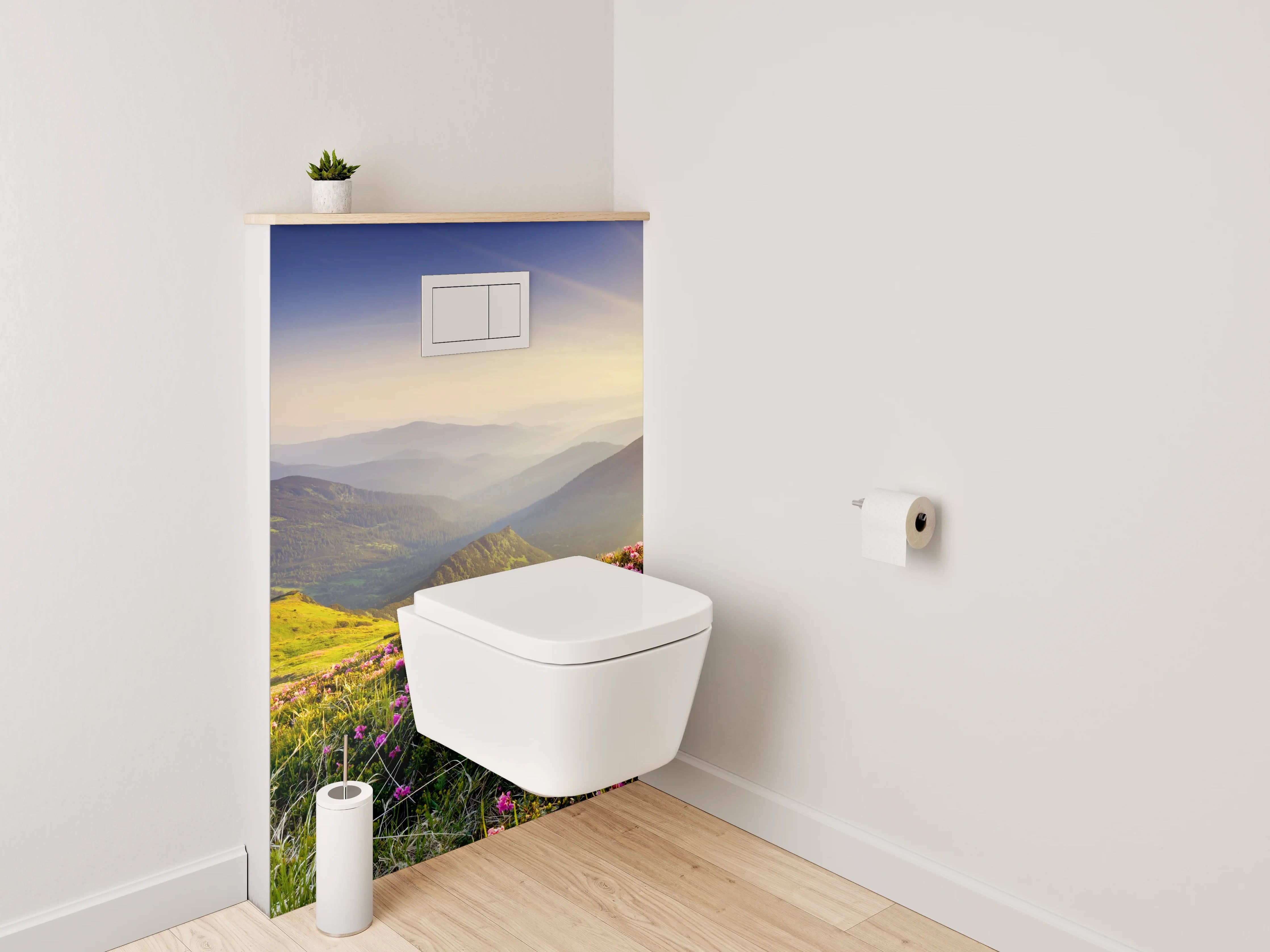 WC-Rückwand - Sonnenaufgang in den Bergwiesen