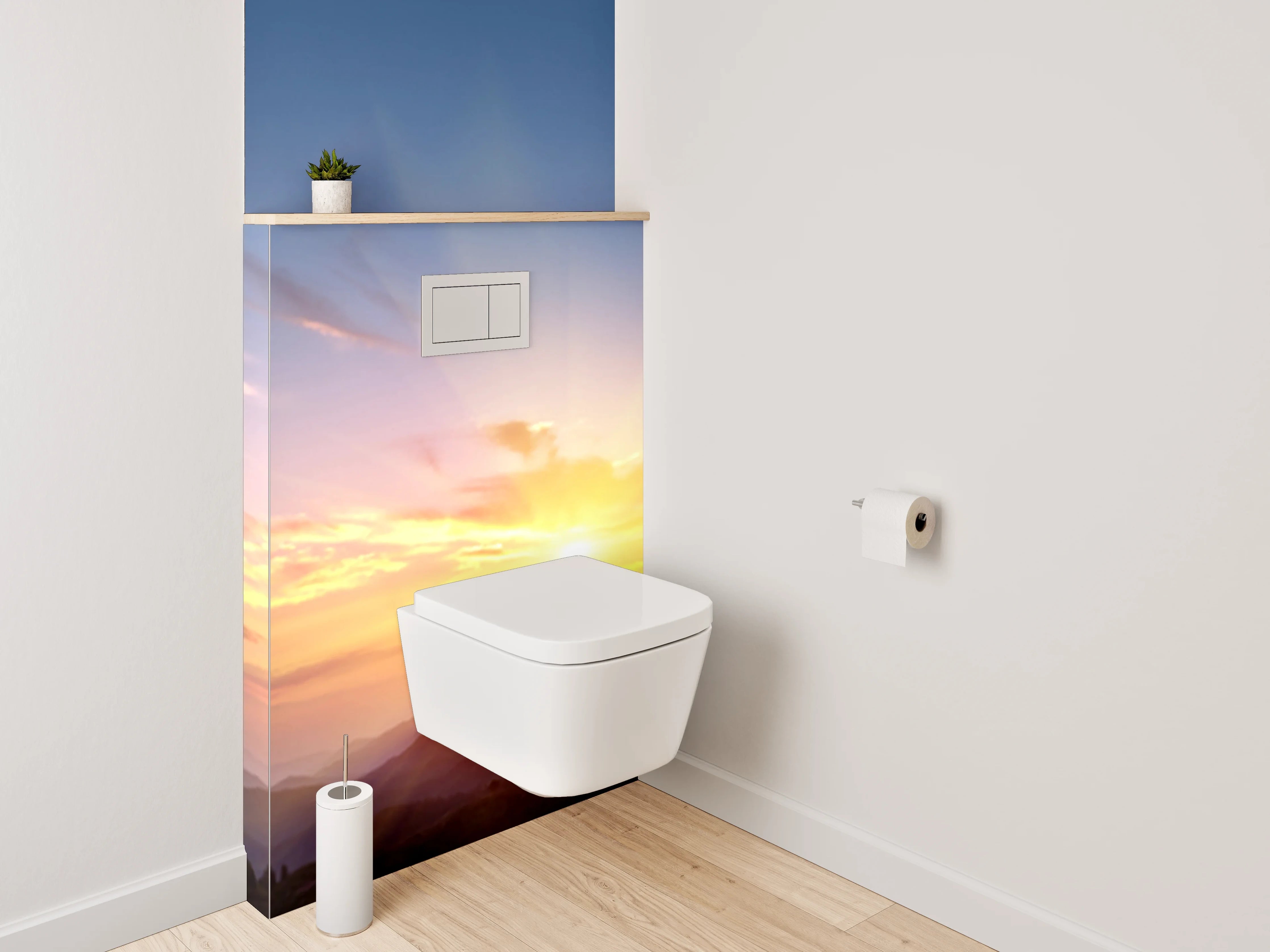 WC-Rückwand - Sonnenaufgang über Bergen Landschaft Natur