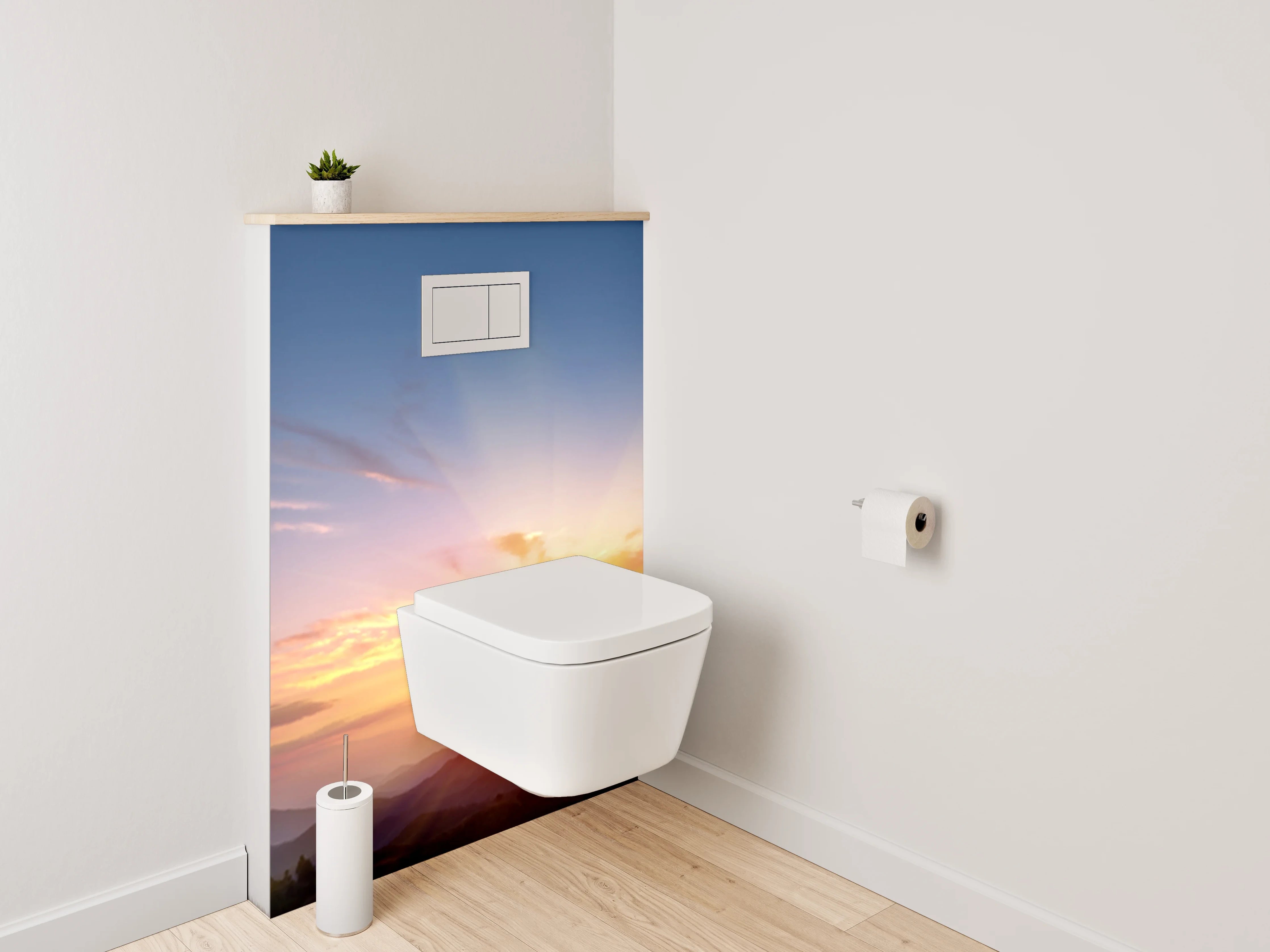 WC-Rückwand - Sonnenaufgang über Bergen Landschaft Natur