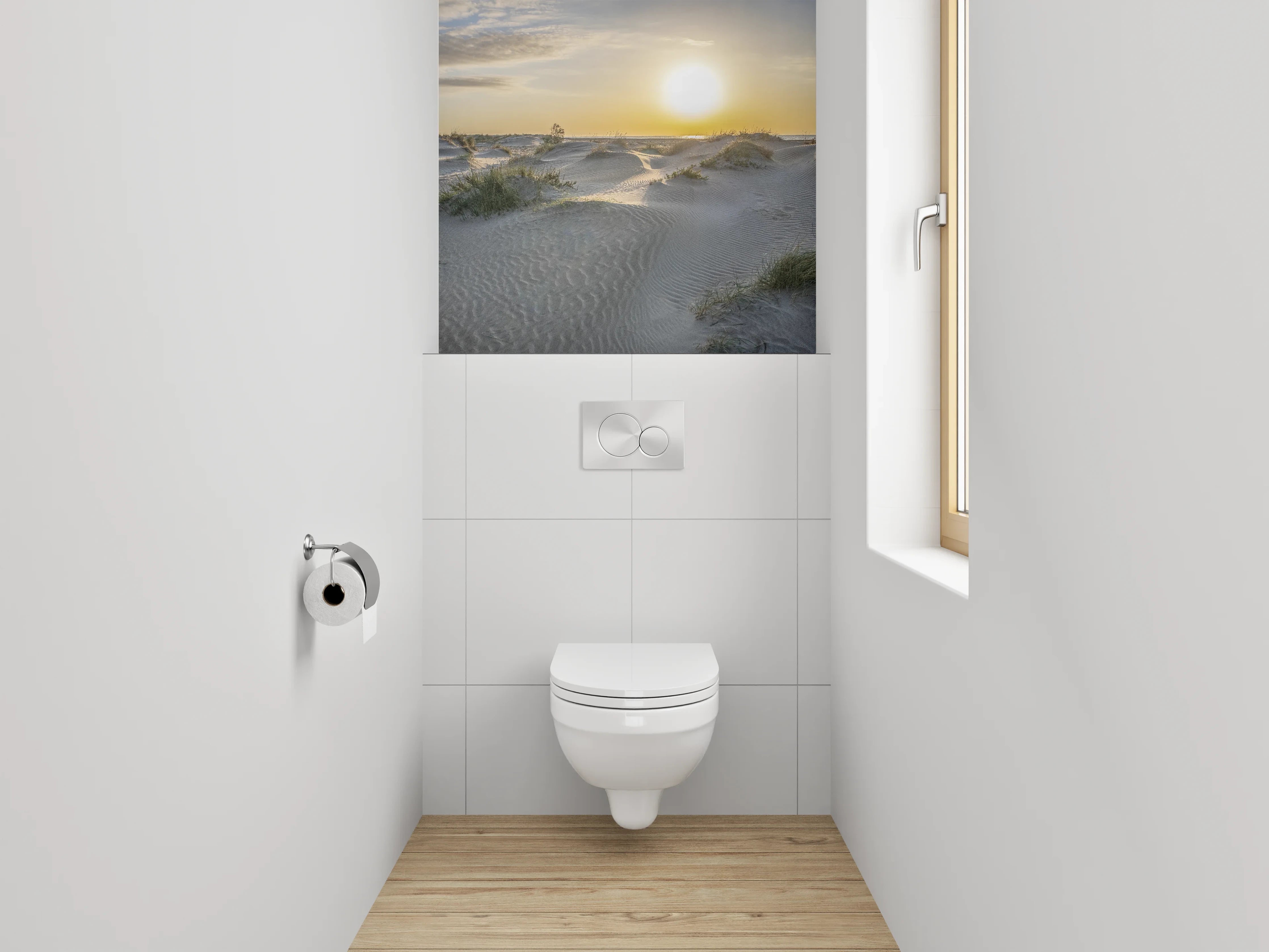 WC-Rückwand - Sonnenaufgang über Sanddünen Küste