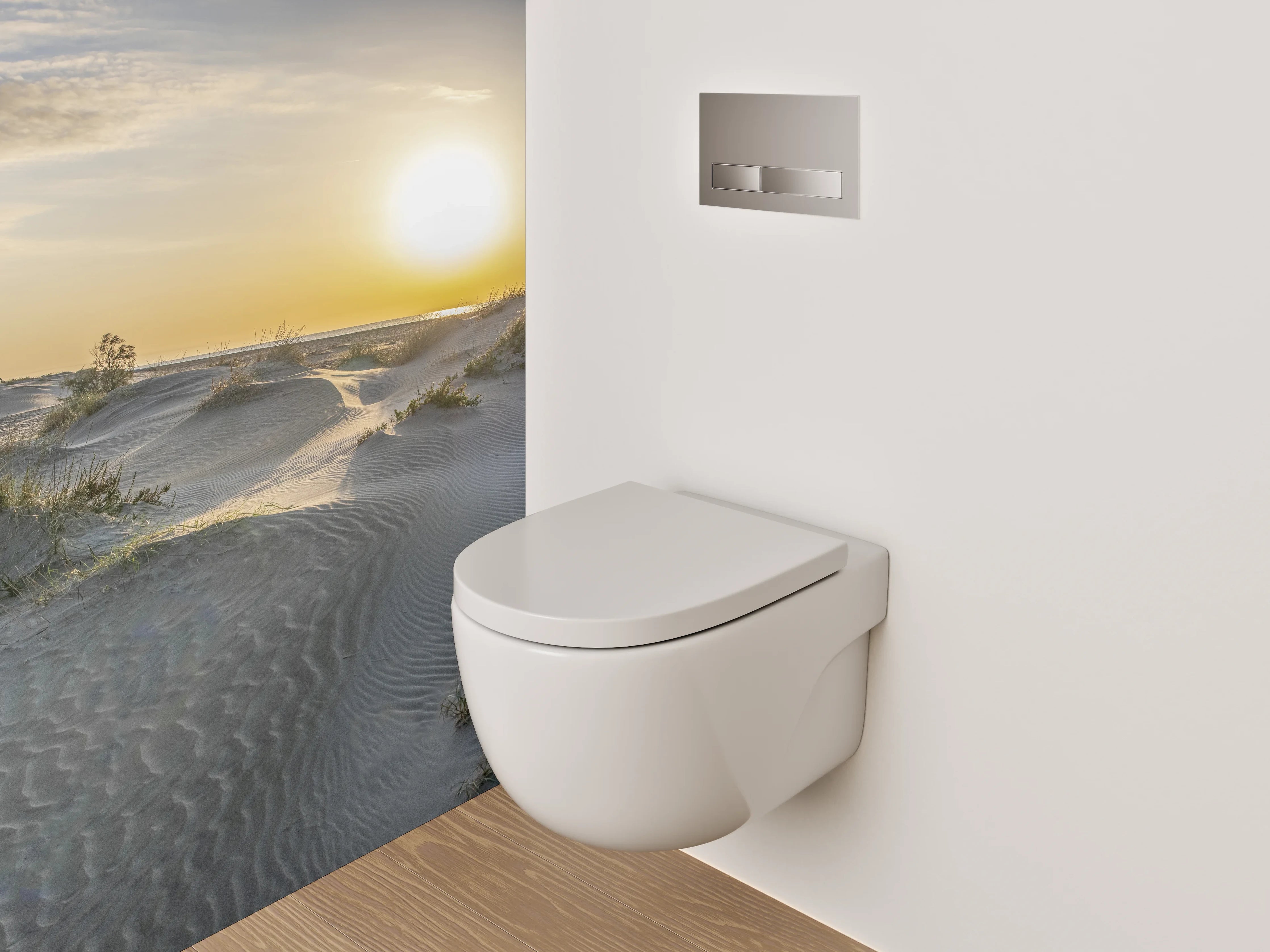 WC-Rückwand - Sonnenaufgang über Sanddünen Küste