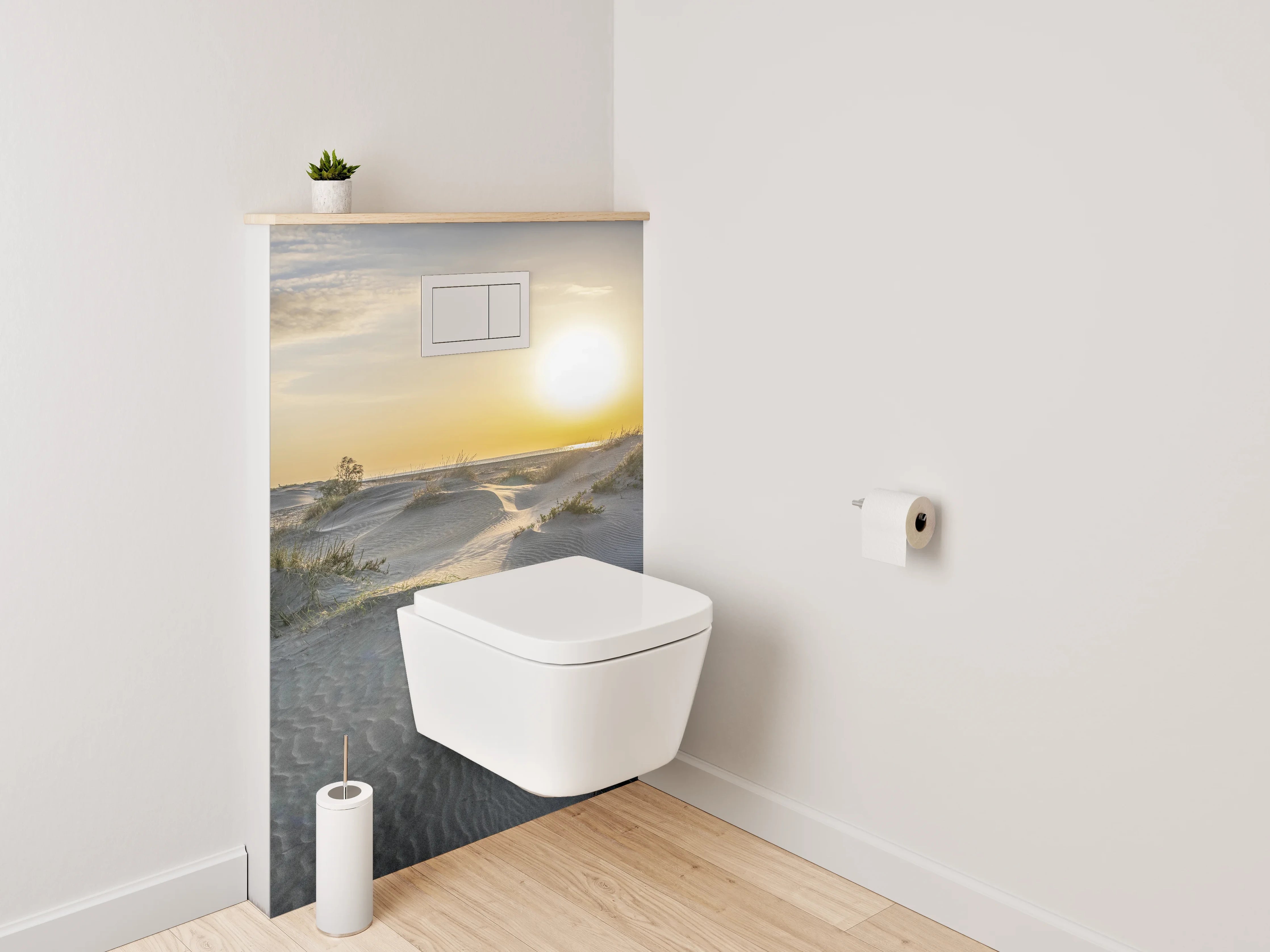 WC-Rückwand - Sonnenaufgang über Sanddünen Küste