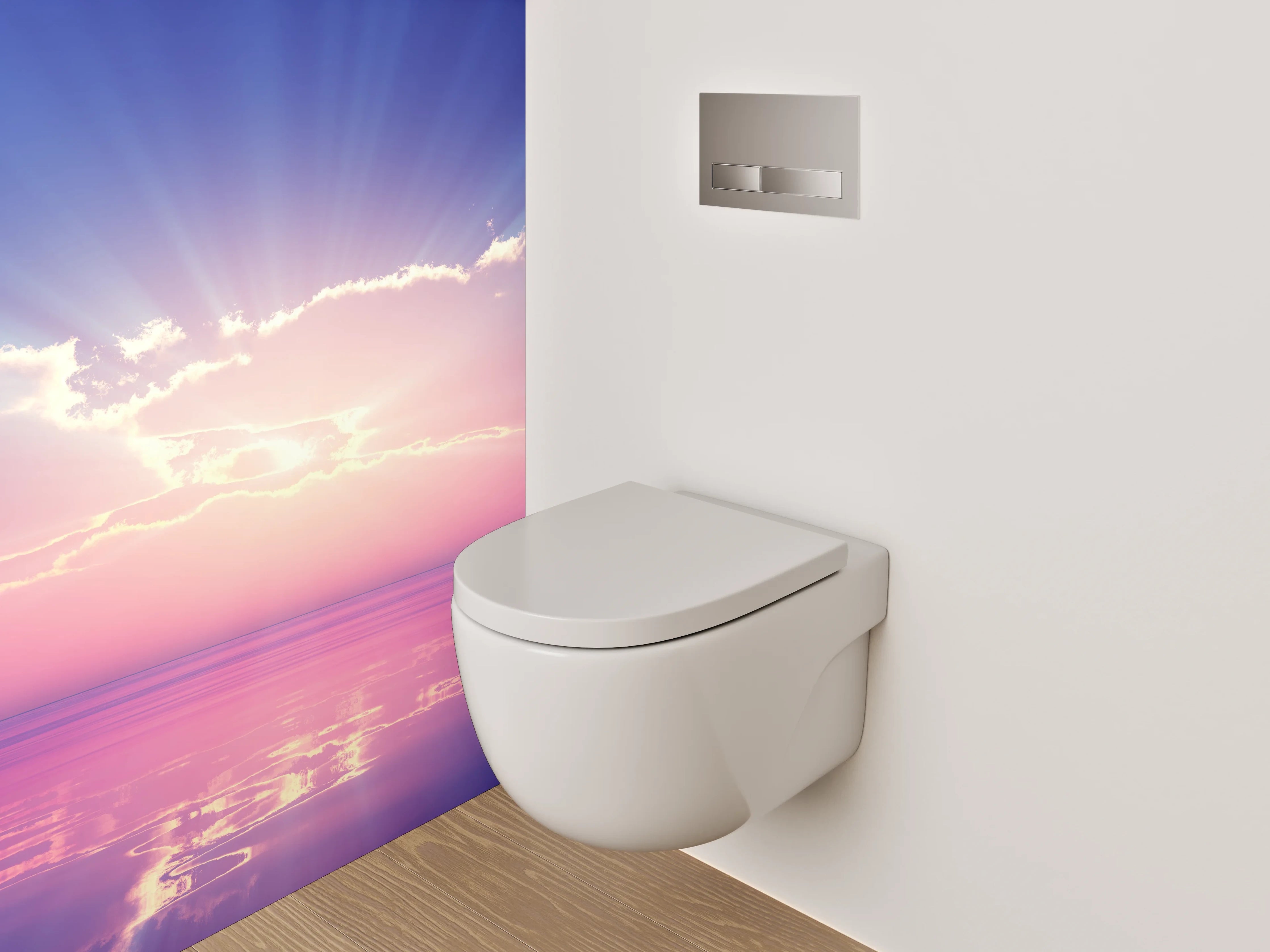 WC-Rückwand - Sonnenaufgang über dem Meer Panorama