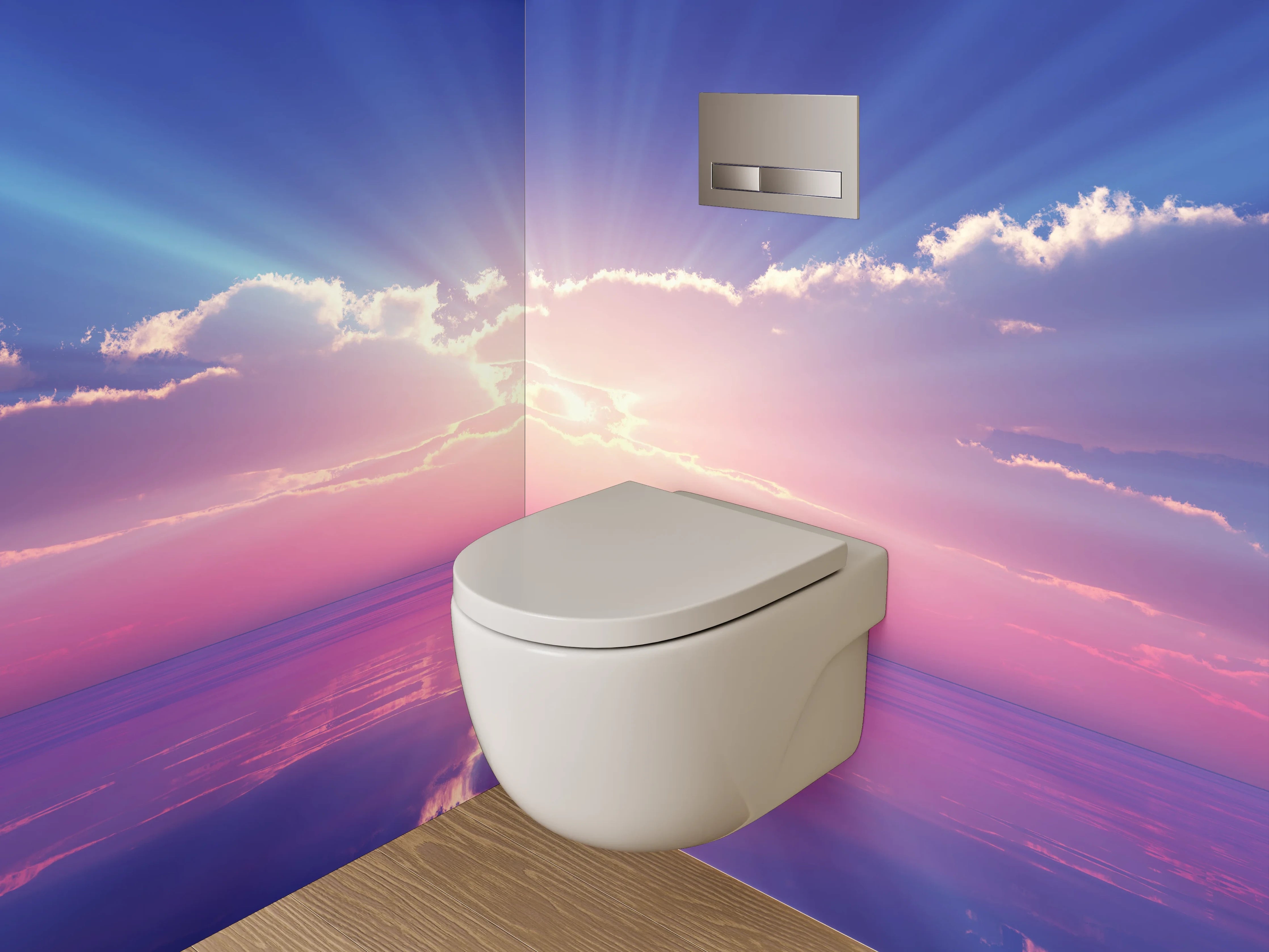 WC-Rückwand - Sonnenaufgang über dem Meer Panorama