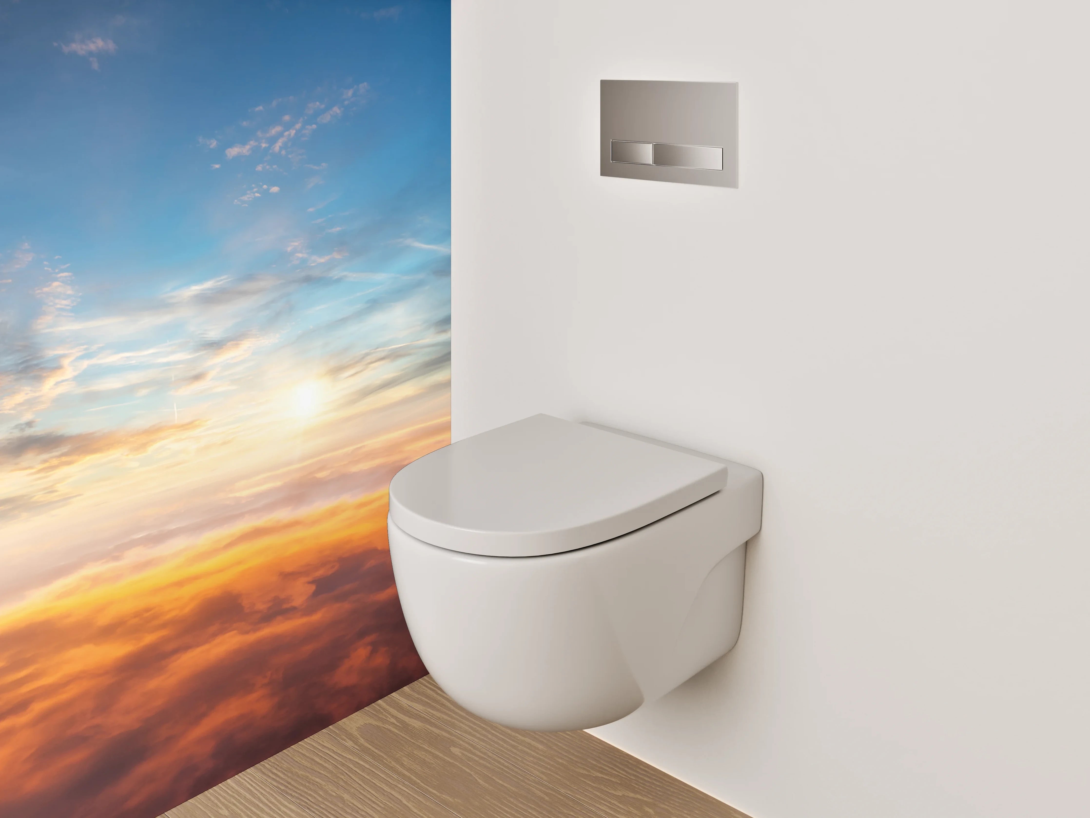 WC-Rückwand - Sonnenaufgang über den Wolken Himmel