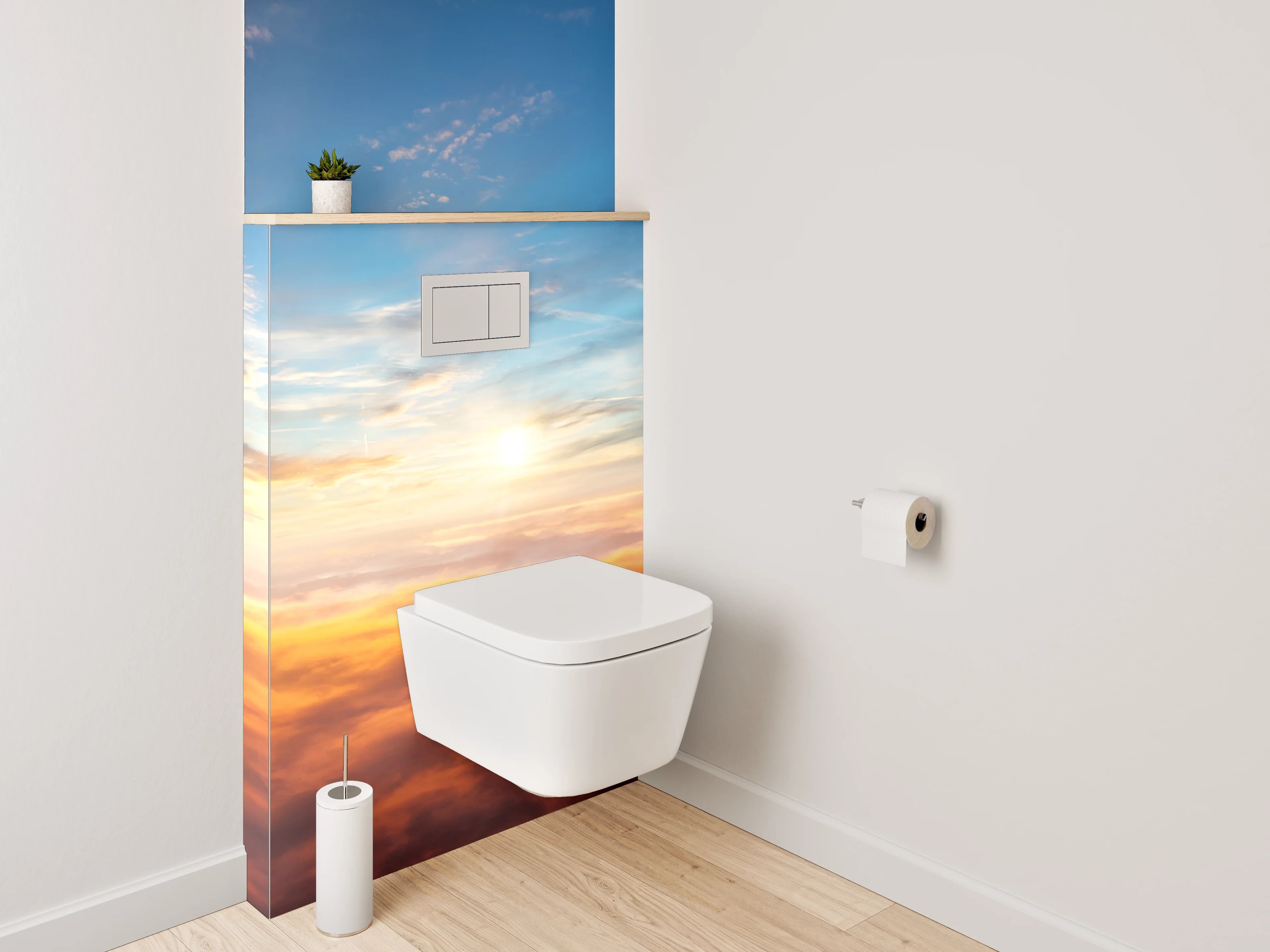 WC-Rückwand - Sonnenaufgang über den Wolken Himmel