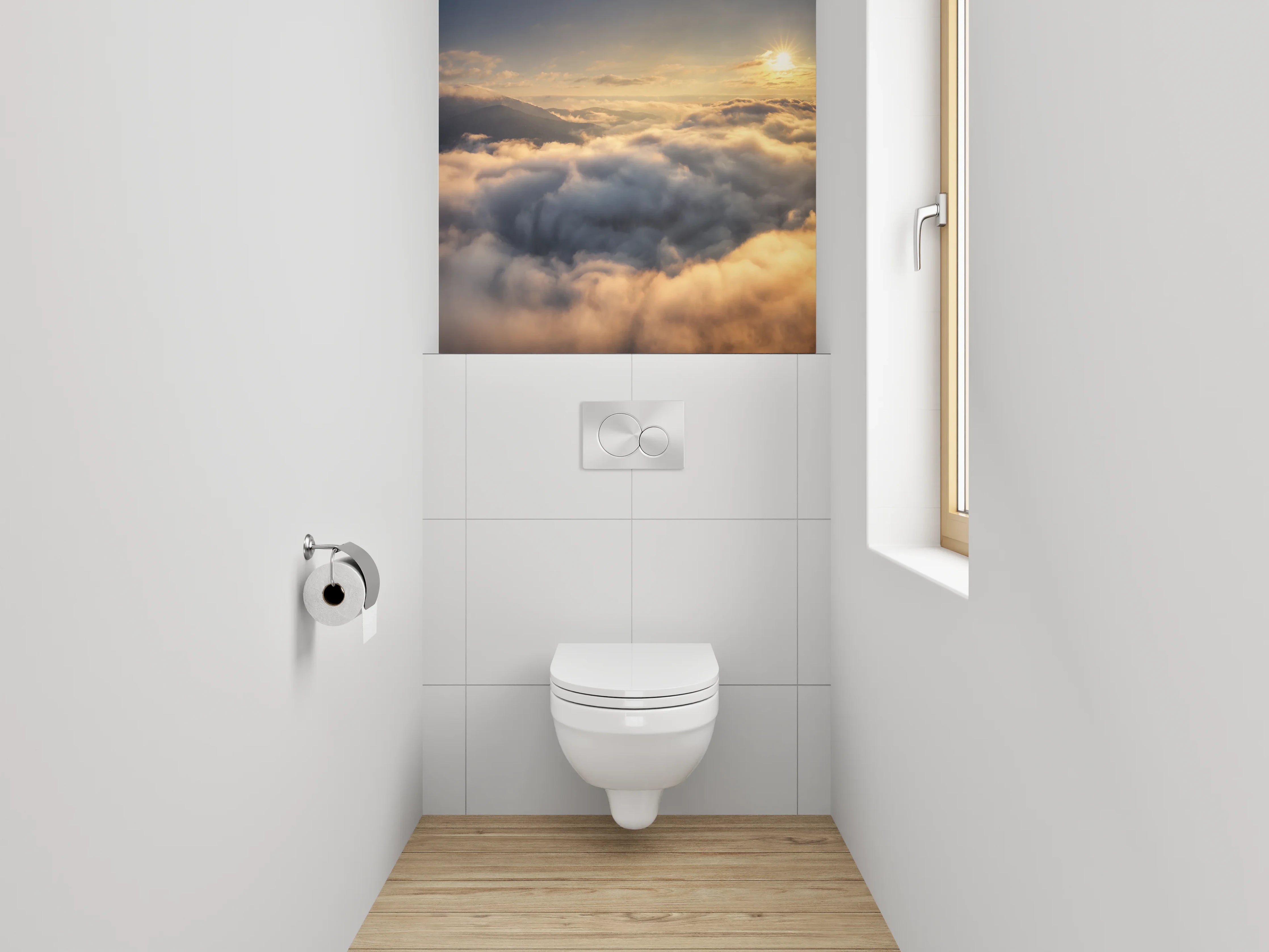 WC-Rückwand - Sonnenaufgang über den Wolken