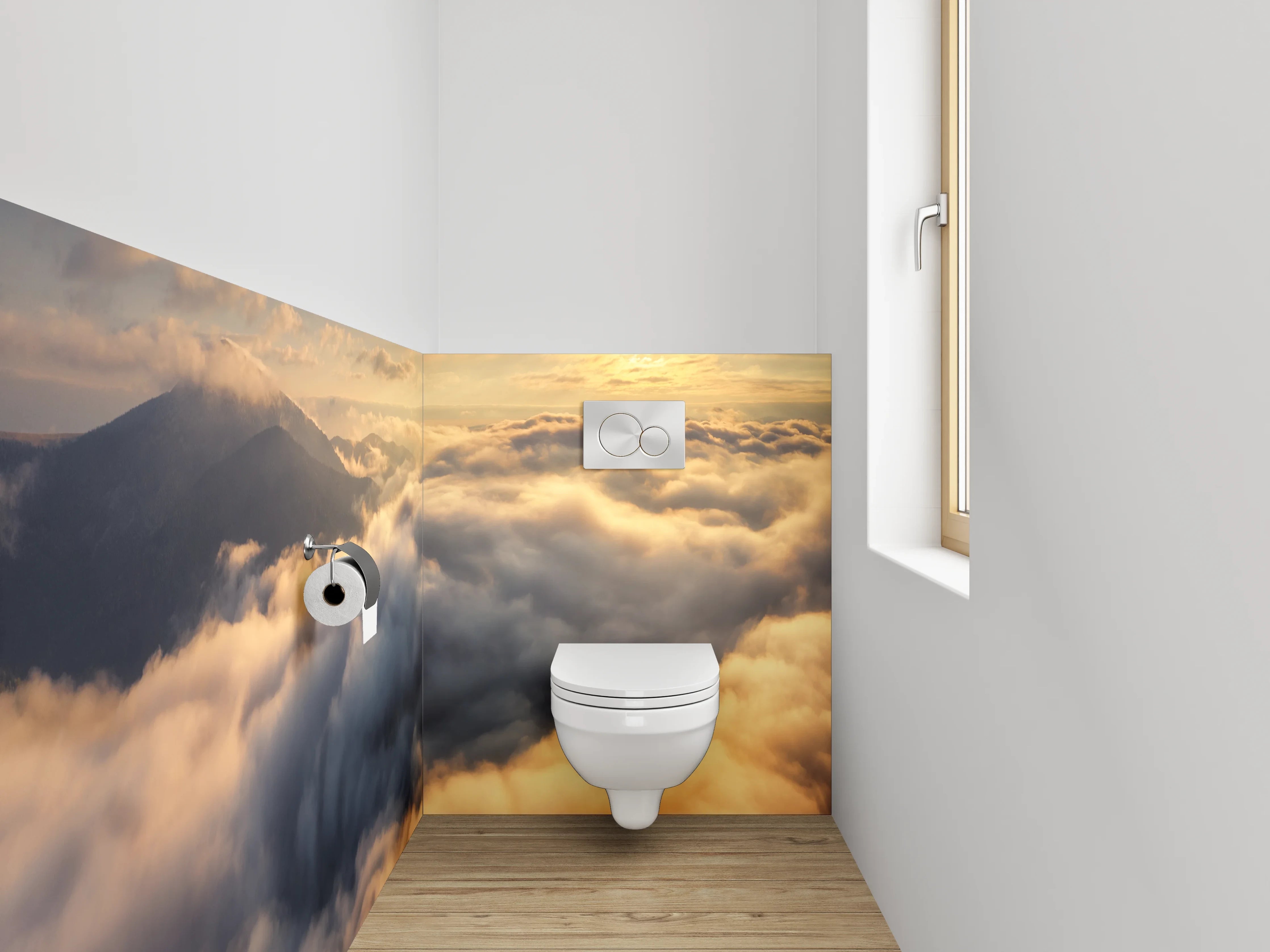 WC-Rückwand - Sonnenaufgang über den Wolken
