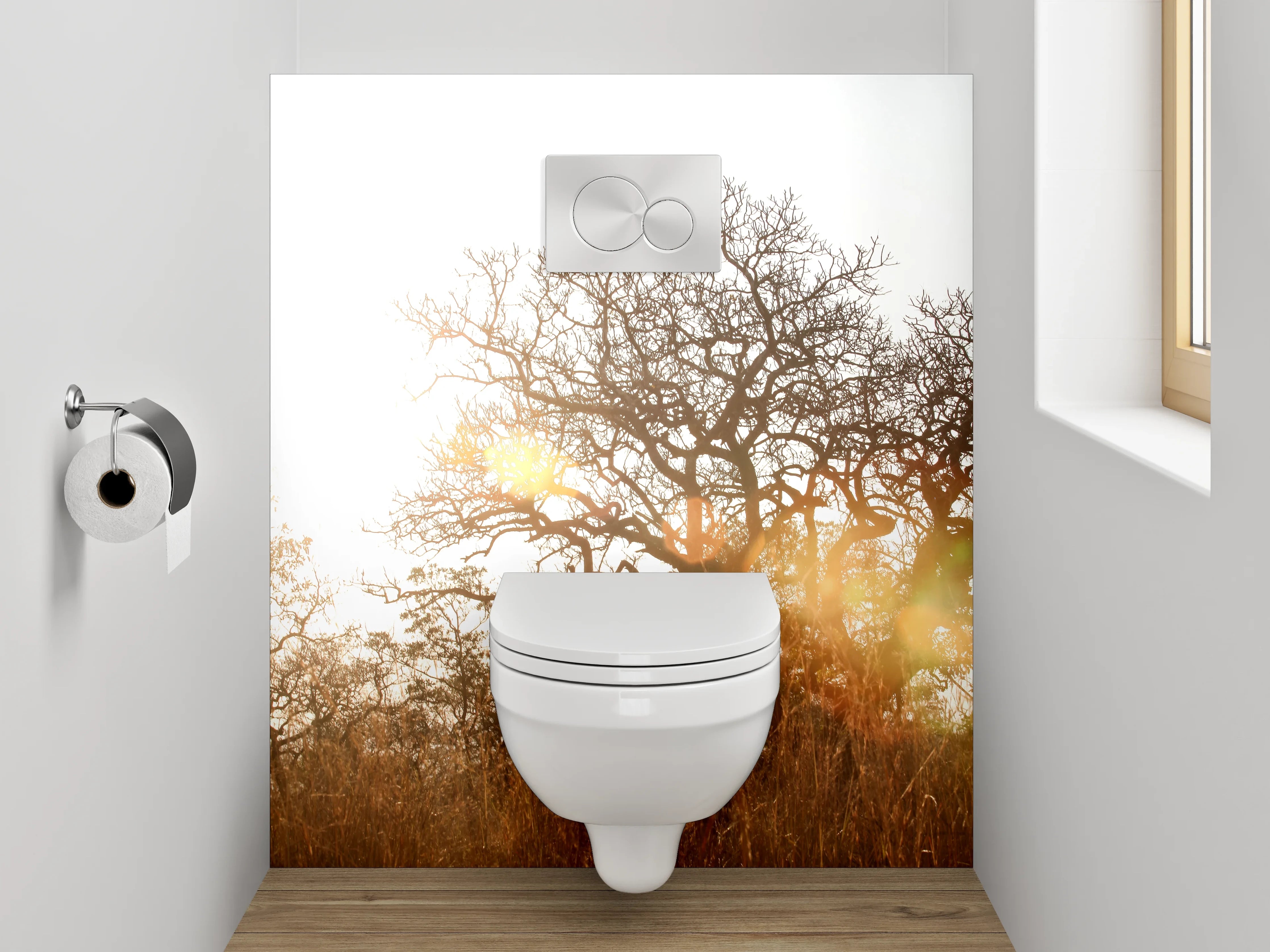 WC-Rückwand - Sonnenlicht Baum Savanne Naturmotiv