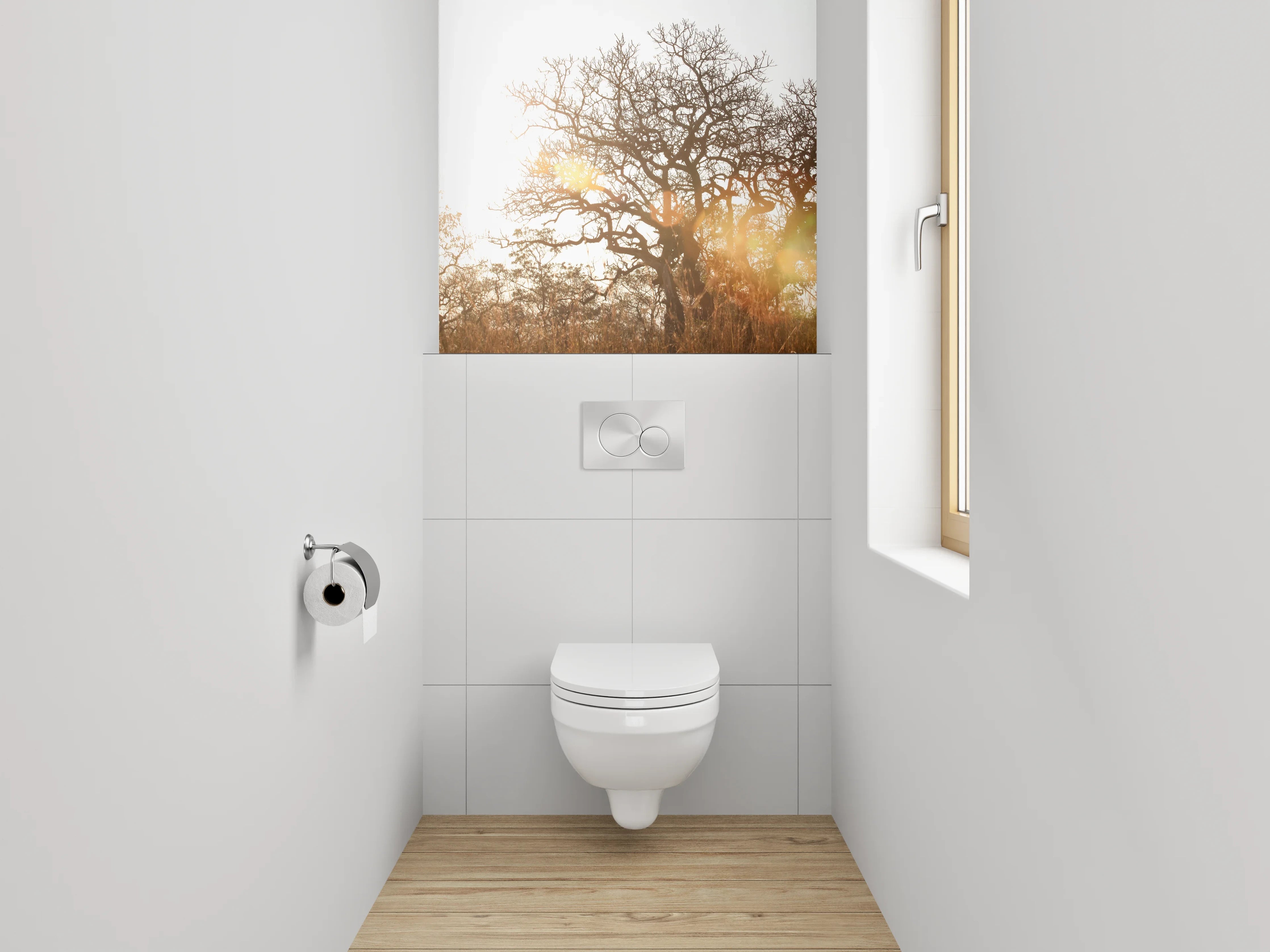 WC-Rückwand - Sonnenlicht Baum Savanne Naturmotiv