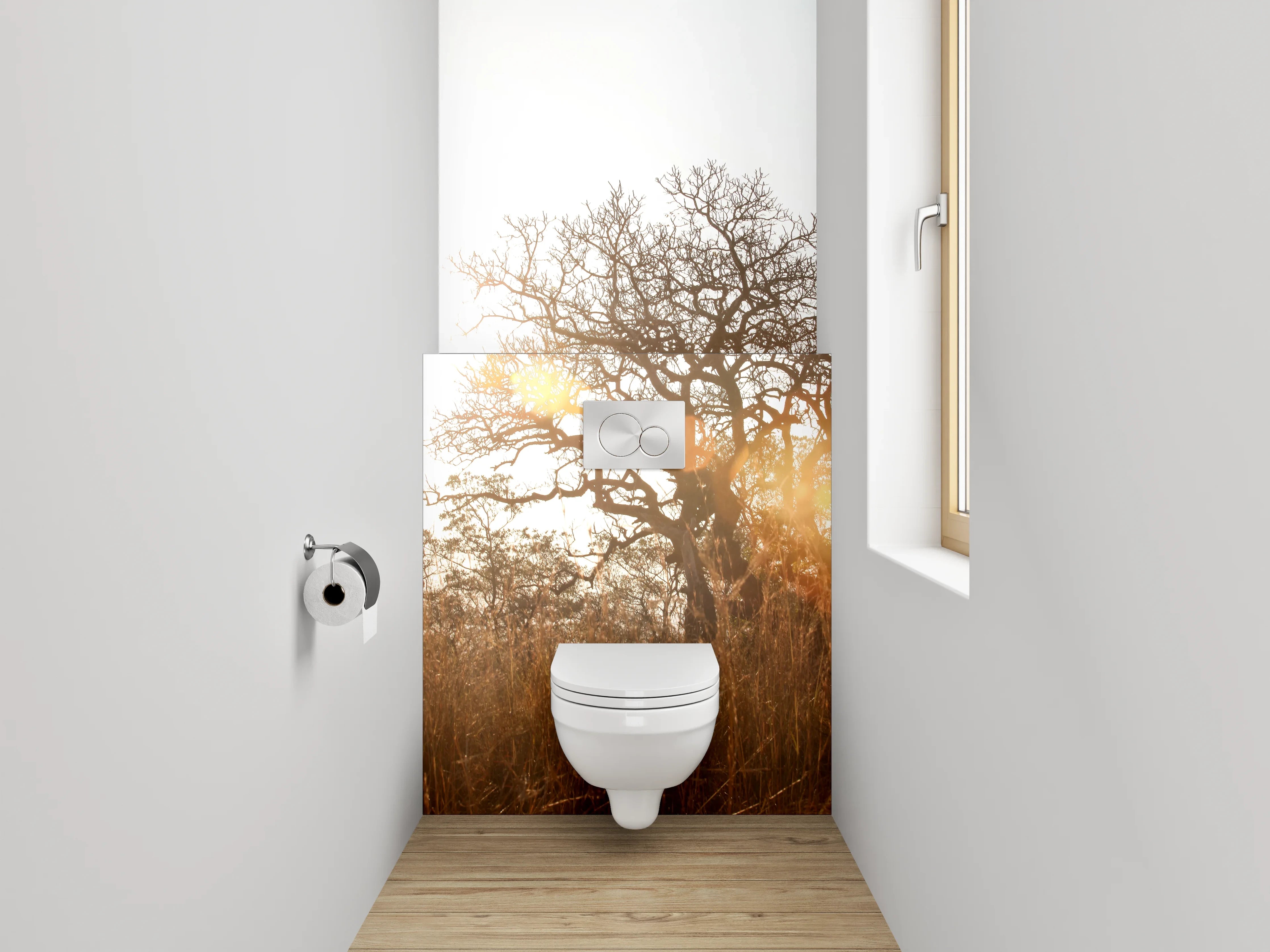 WC-Rückwand - Sonnenlicht Baum Savanne Naturmotiv