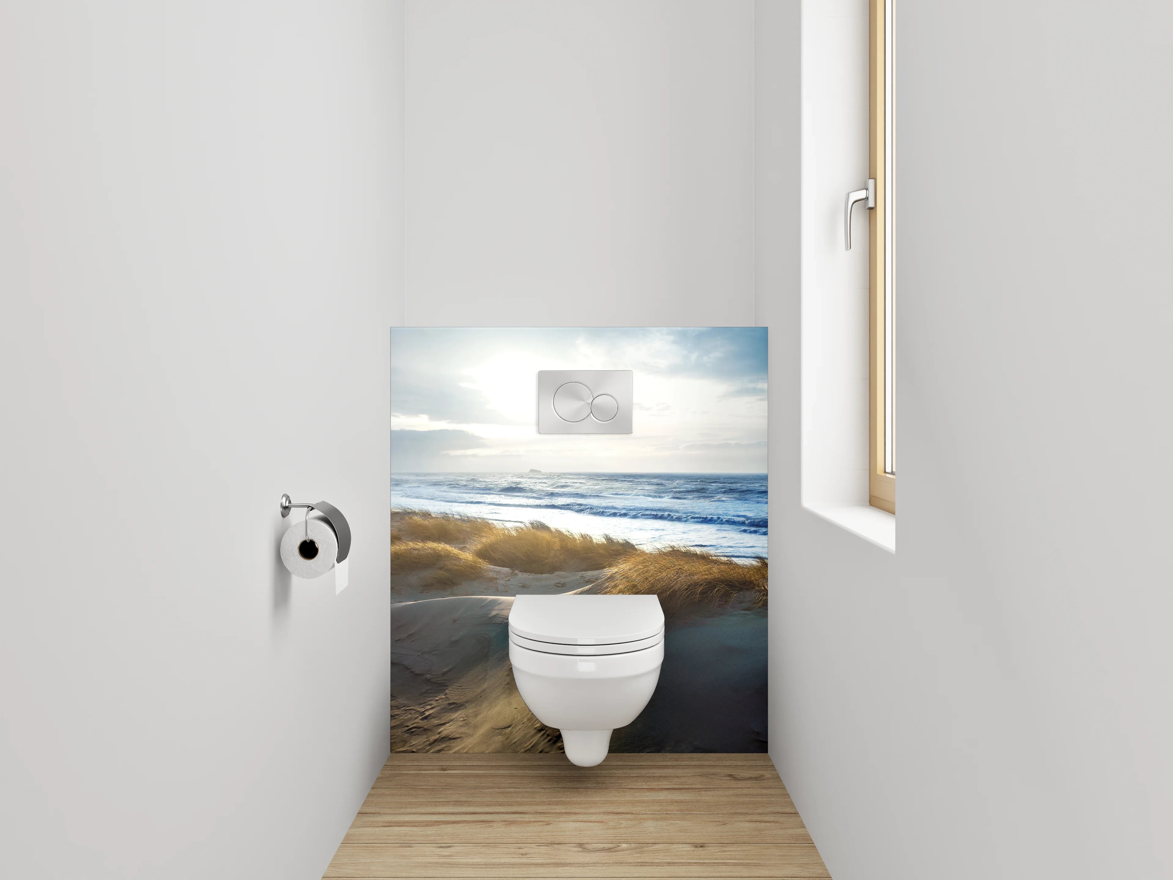 WC-Rückwand - Sonnenlicht am Dünenstrand Panorama