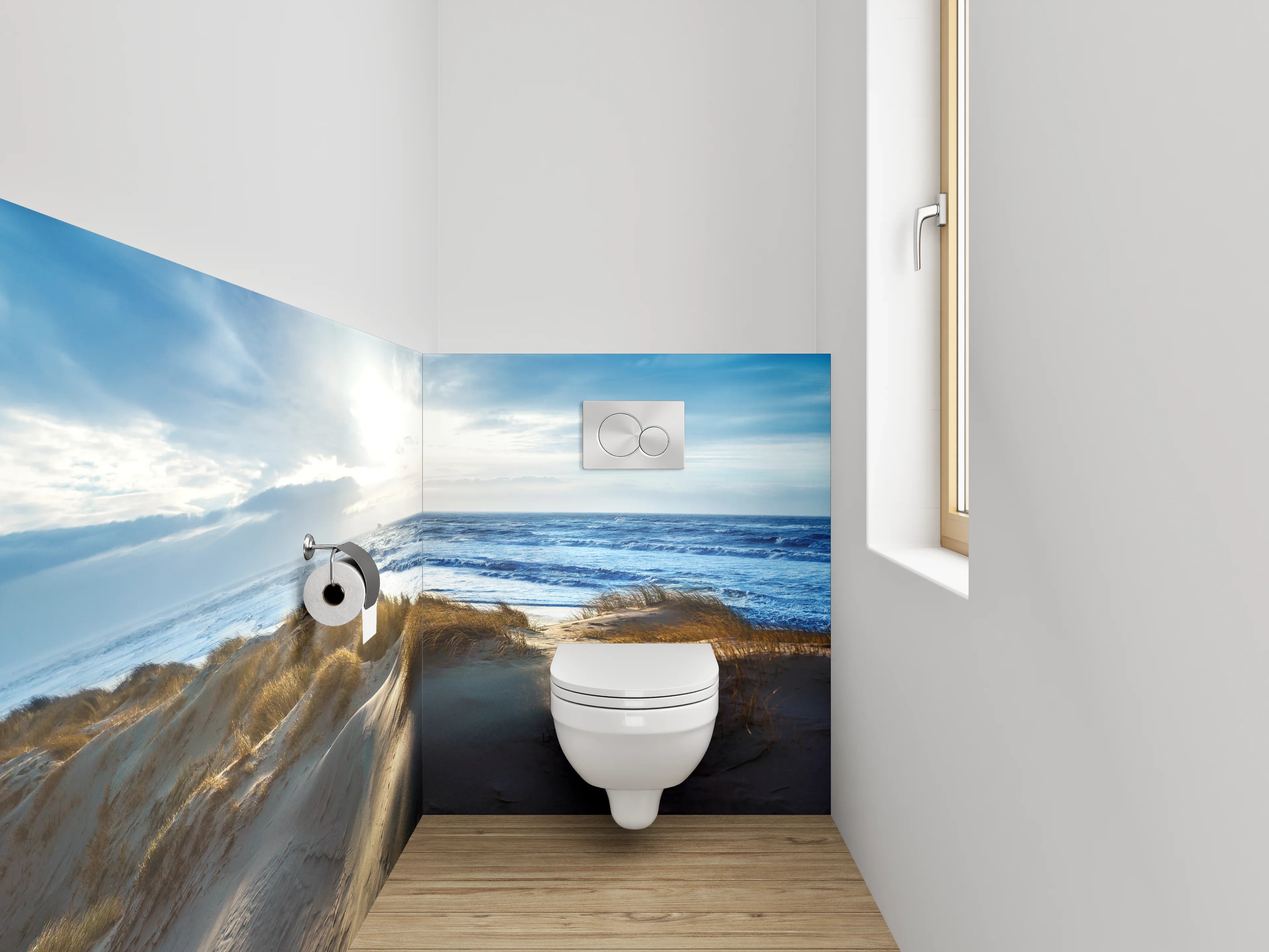 WC-Rückwand - Sonnenlicht am Dünenstrand Panorama