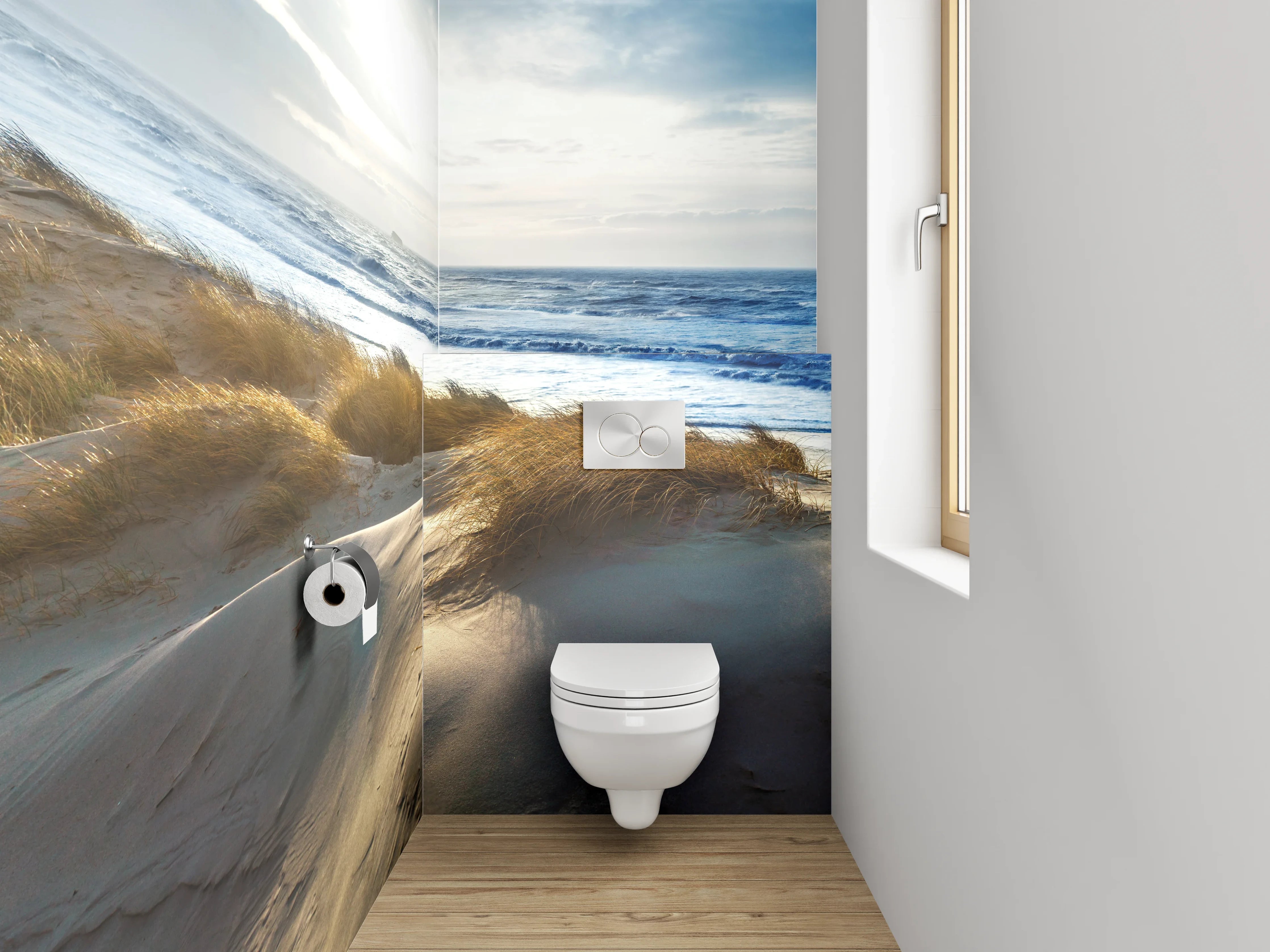 WC-Rückwand - Sonnenlicht am Dünenstrand Panorama